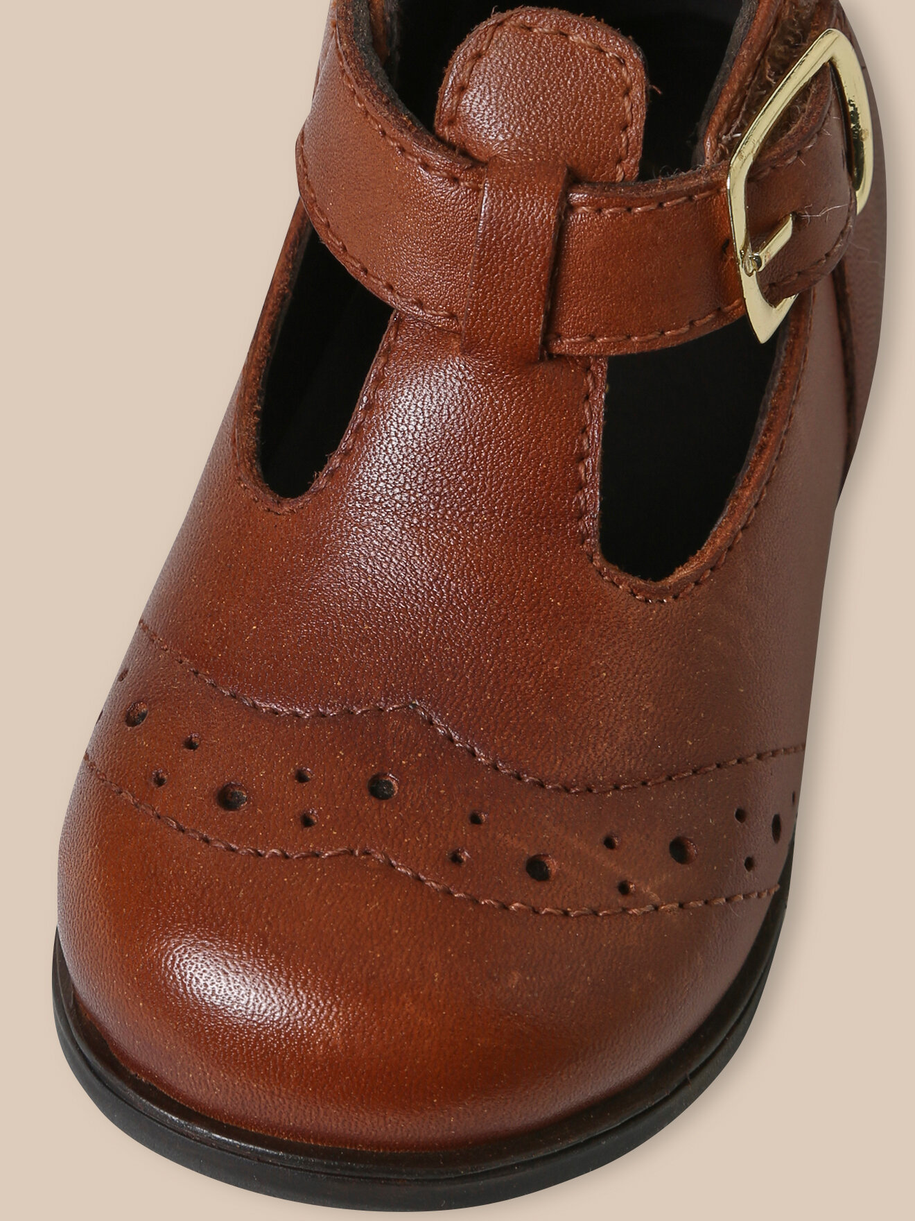 Baya goatskin suede T-bar shoes CYRILLUS Brown