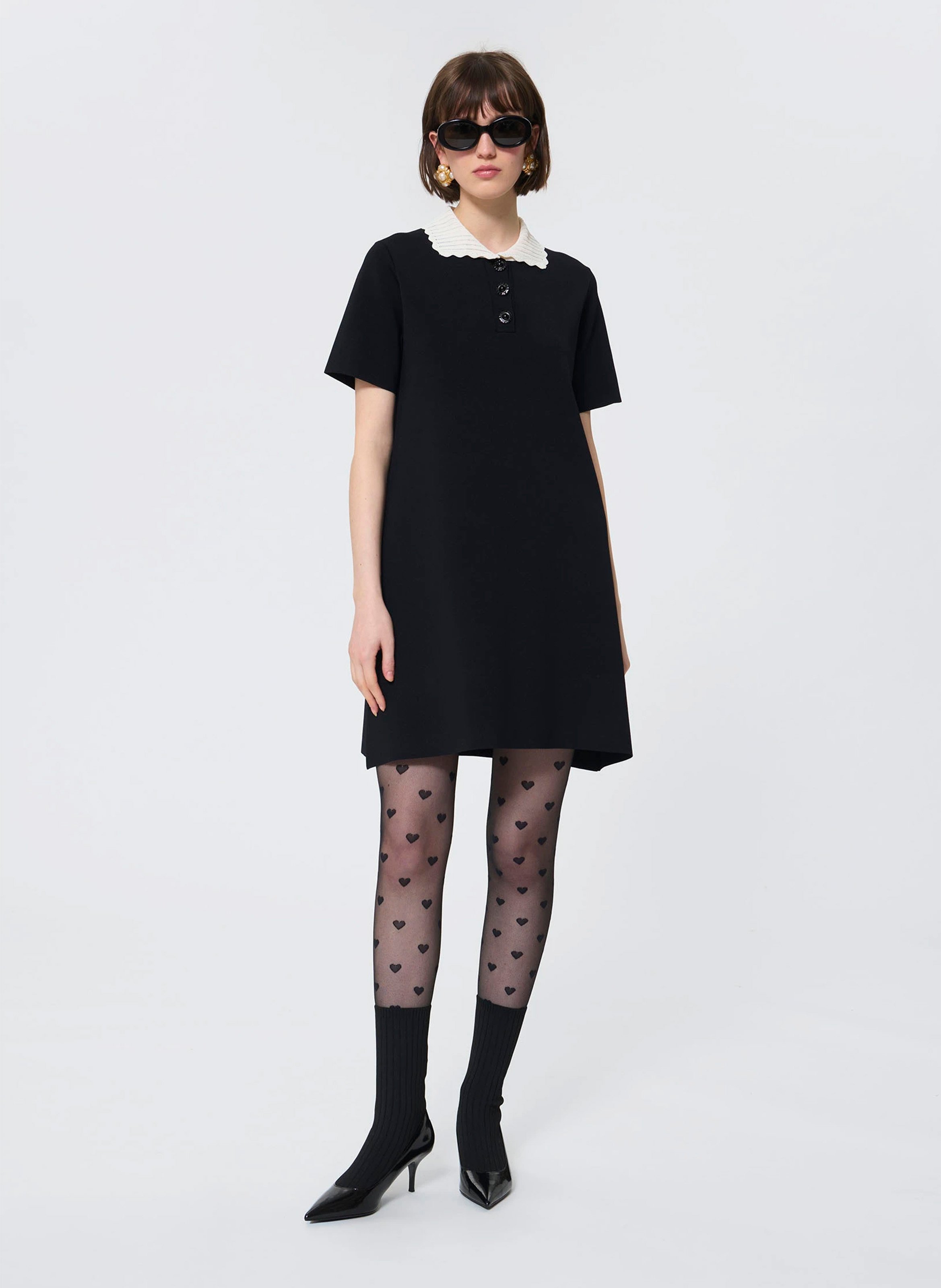 Robe courte col claudine TARA JARMON Noir