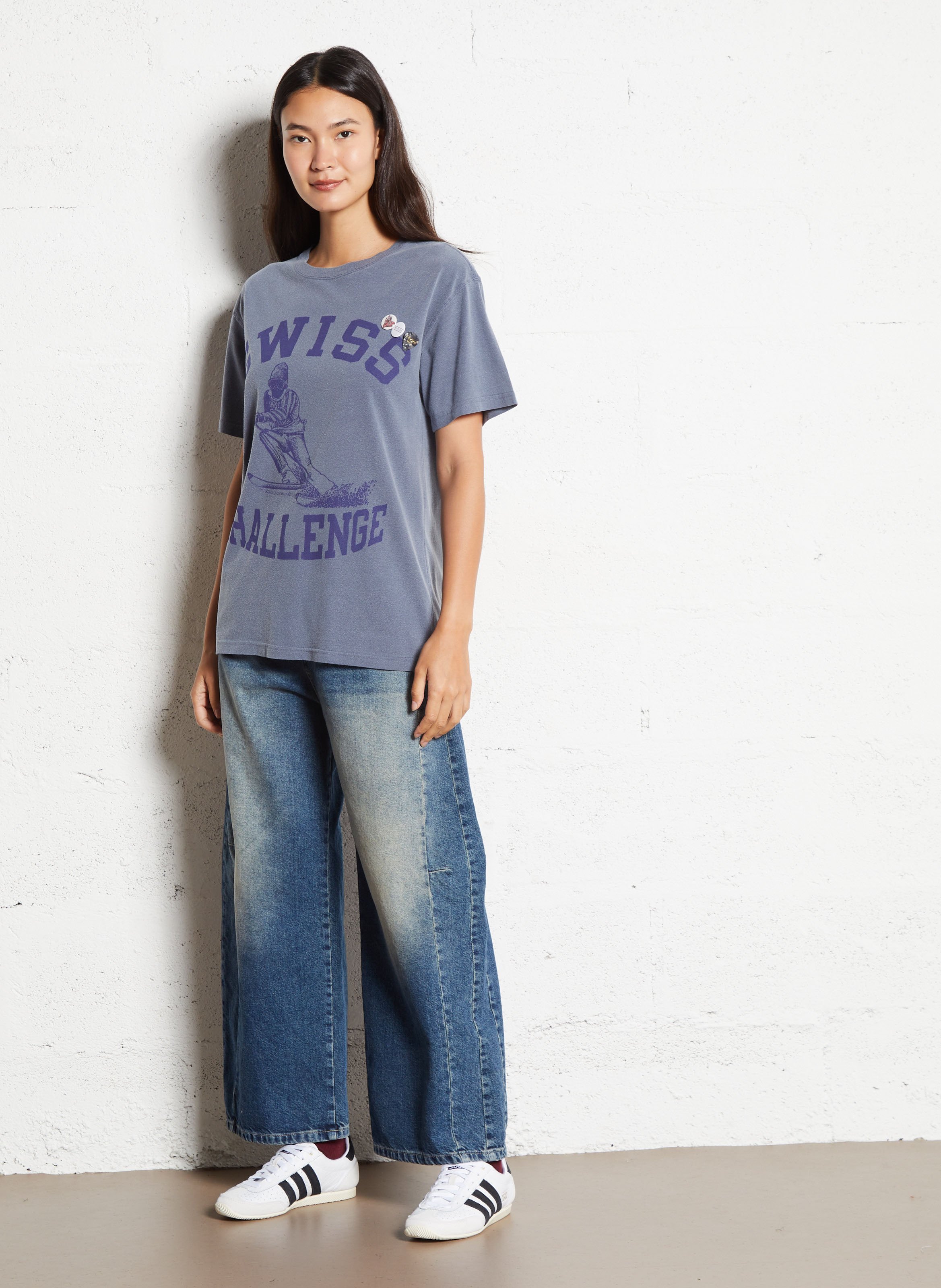 Baskets basses en cuir ADIDAS Blanc