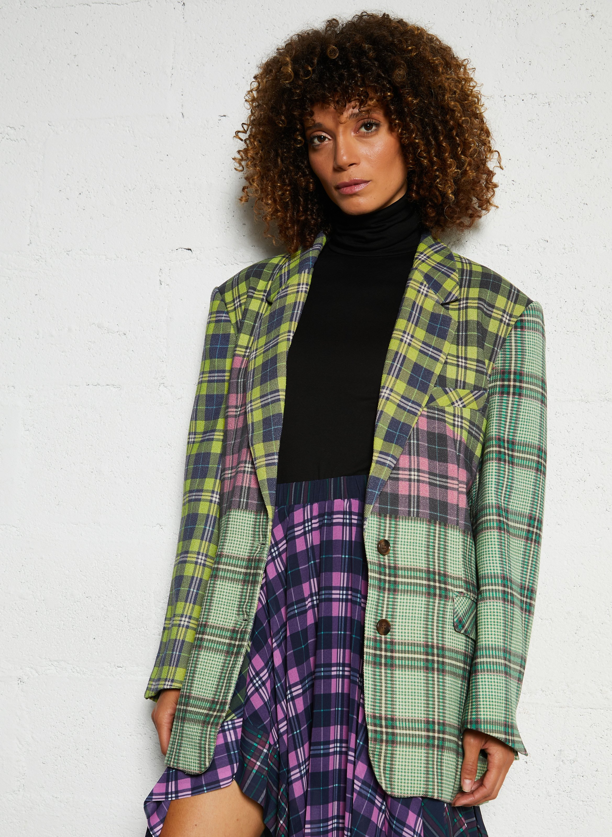 Veste oversize col tailleur à carreaux MES DEMOISELLES Multicolore