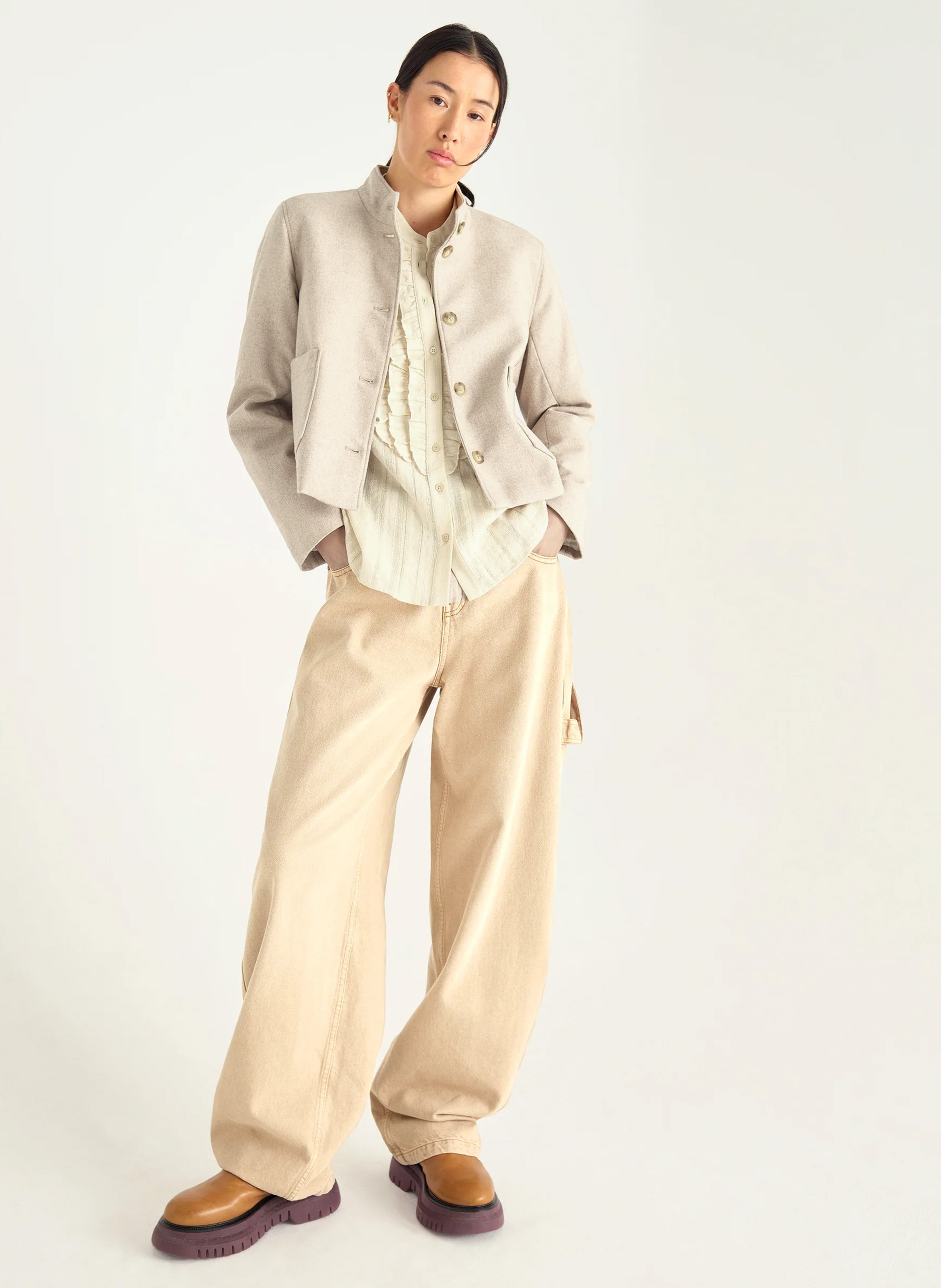 Wollmix-Jacke mit Stehkragen ACOTE Beige