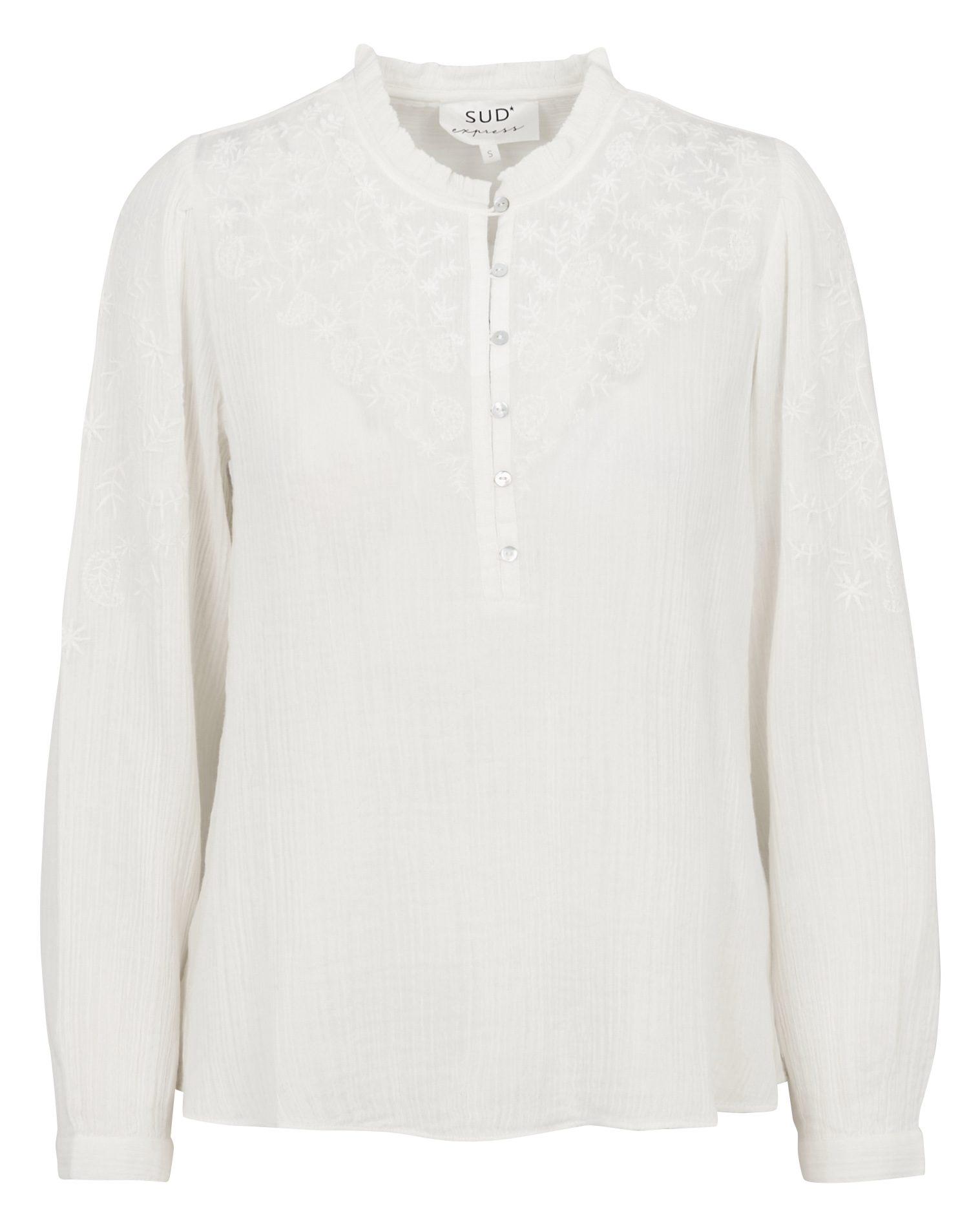 Victorian collar cotton blouse SUD EXPRESS White