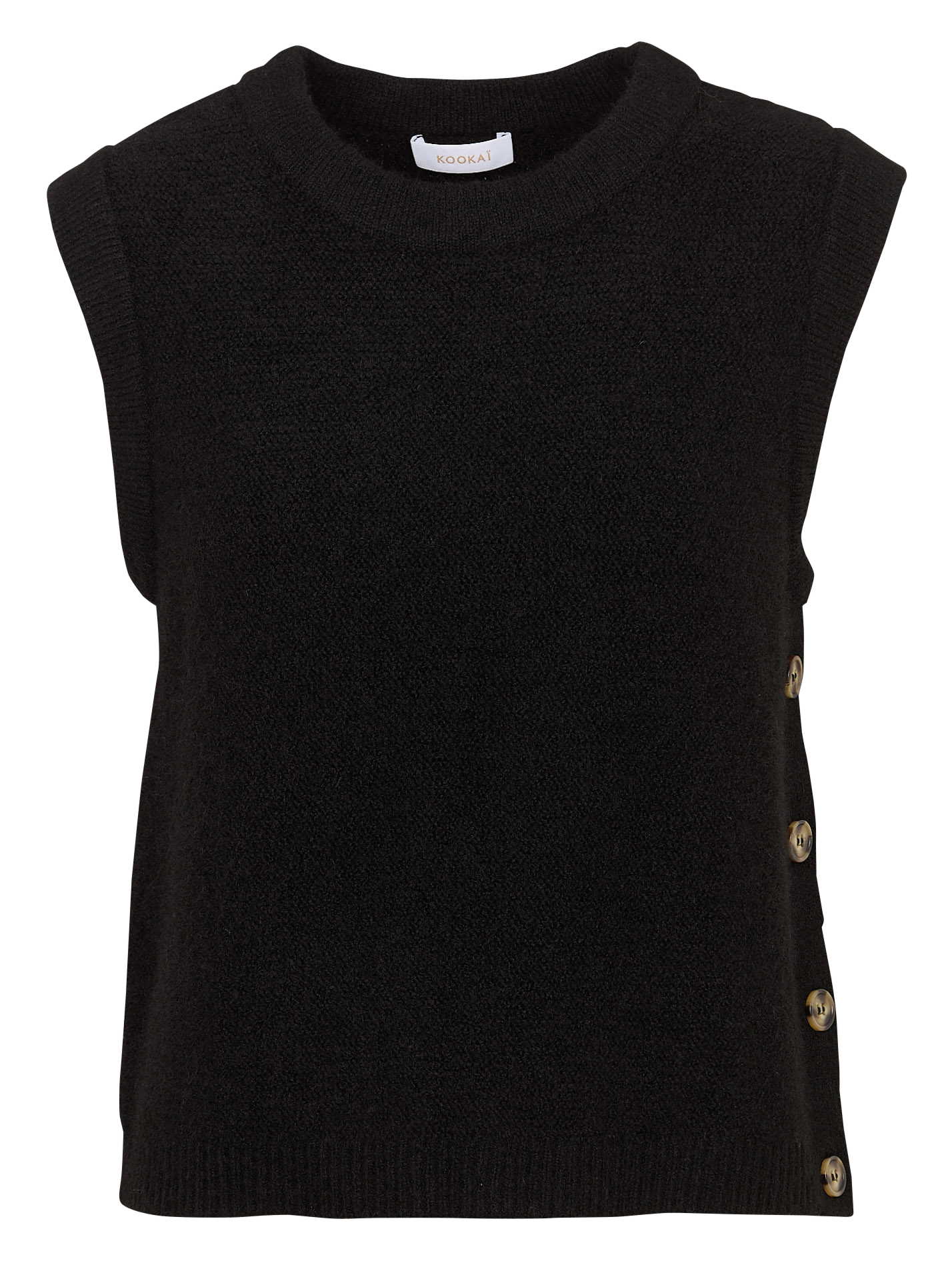 Pull sans manches col rond en maille mélangée KOOKAI Noir