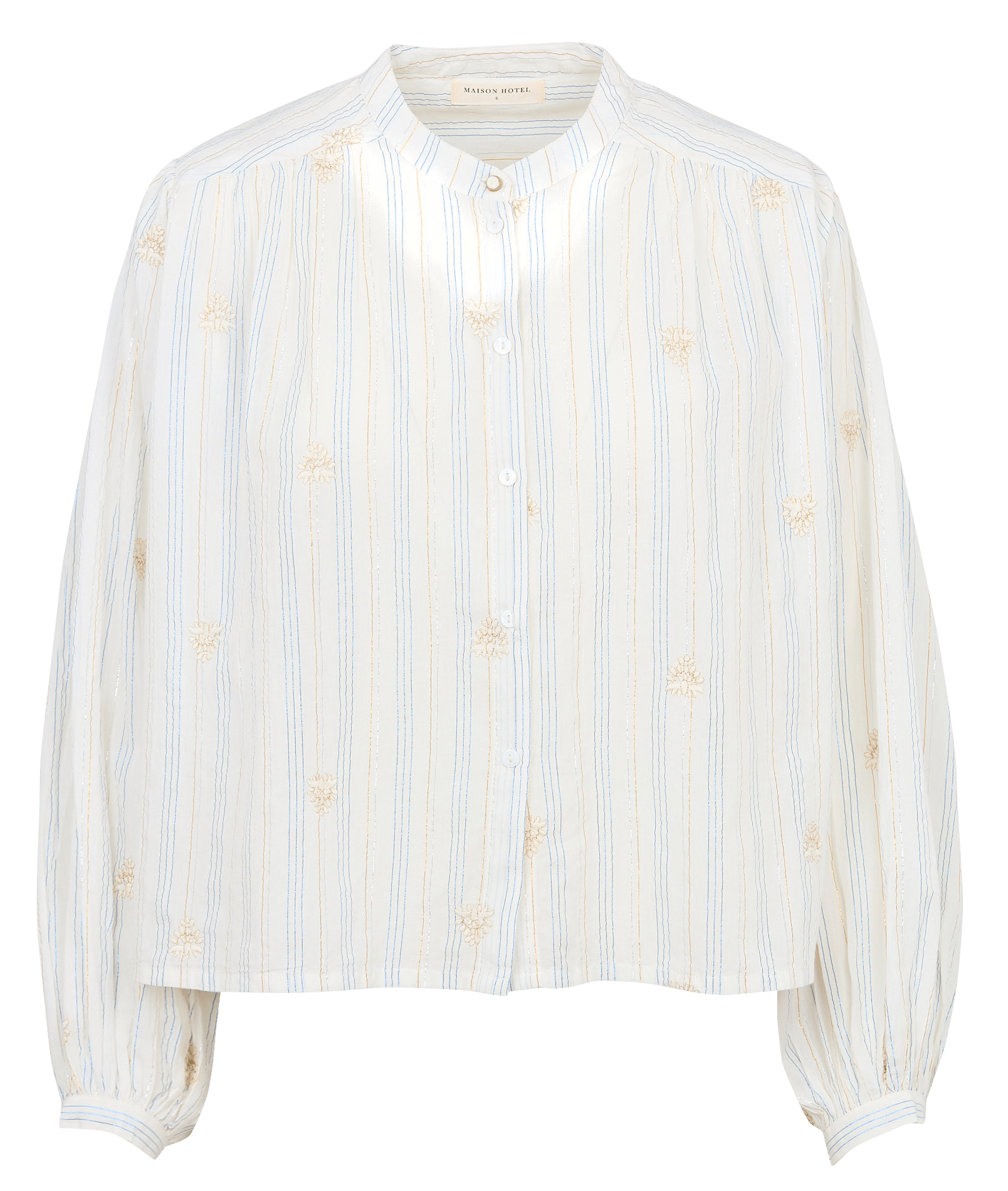 Bluse aus Baumwoll-Mix mit V-Ausschnitt MAISON HOTEL Weiss