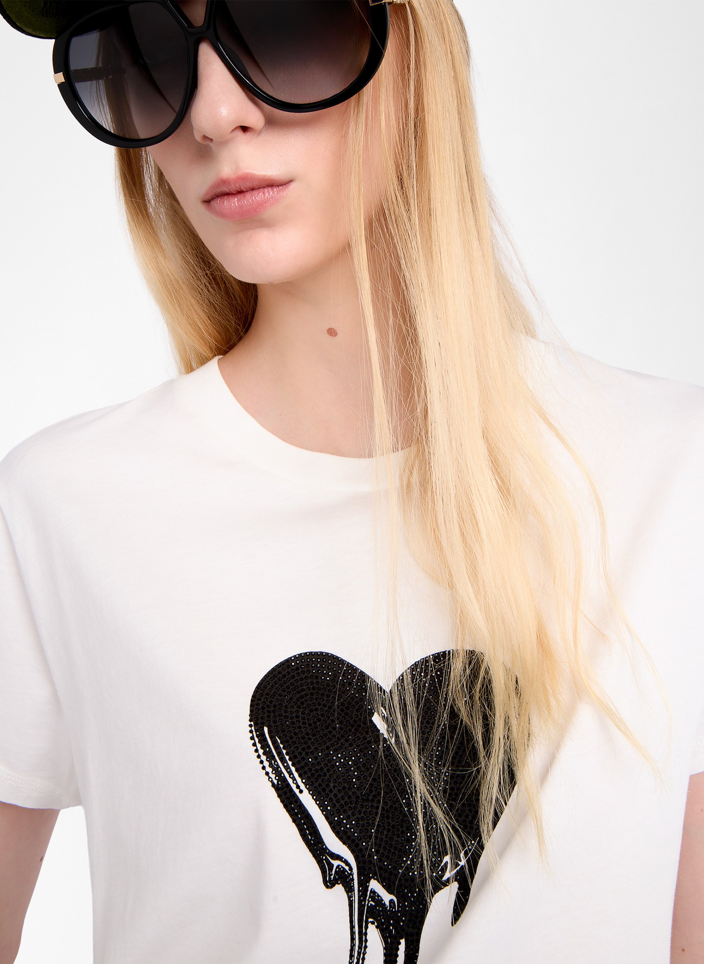 Tee-shirt droit col rond en coton ZADIG&VOLTAIRE Blanc