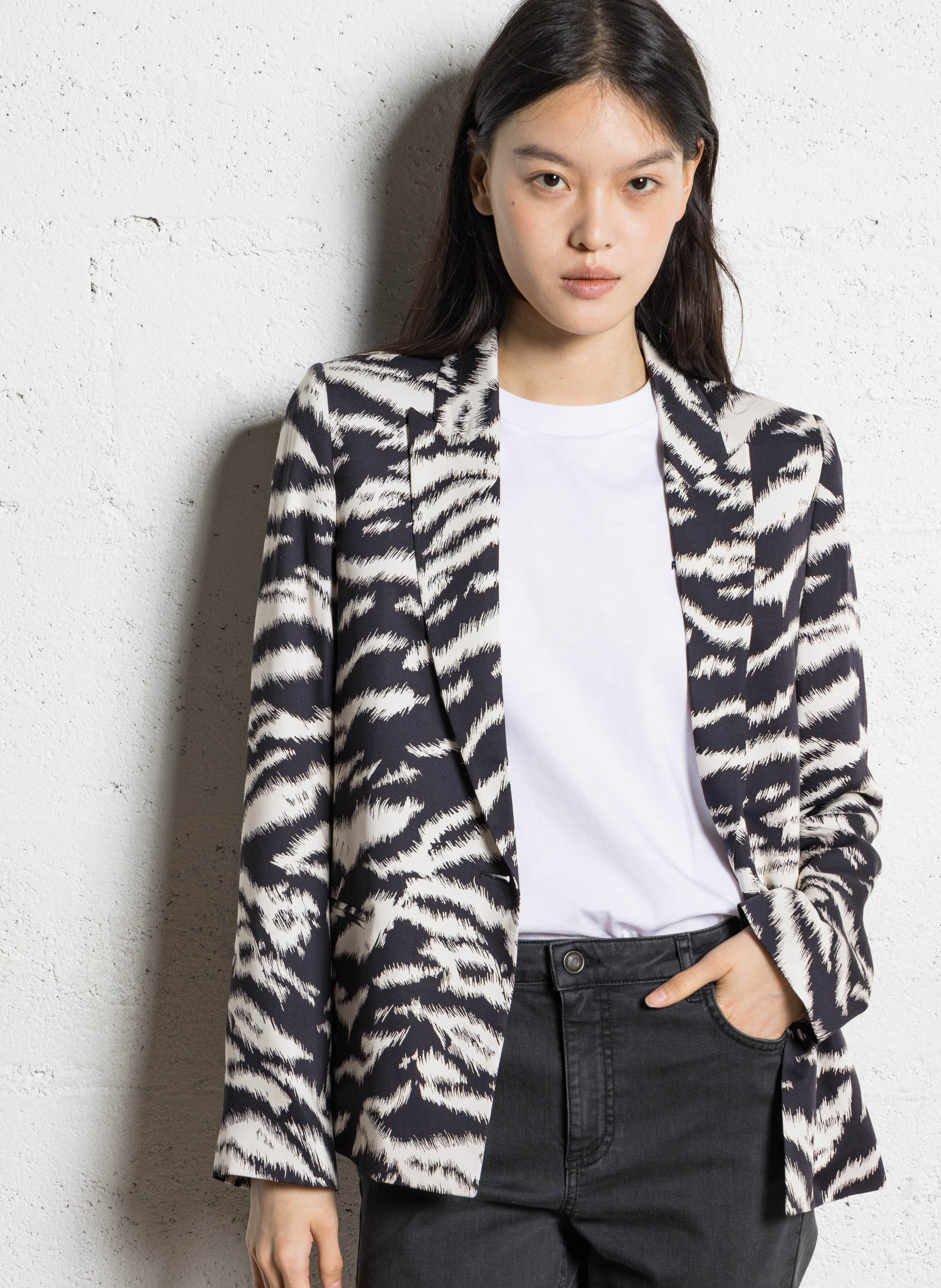 Gerade geschnittener Blazer mit Print IKKS Schwarz