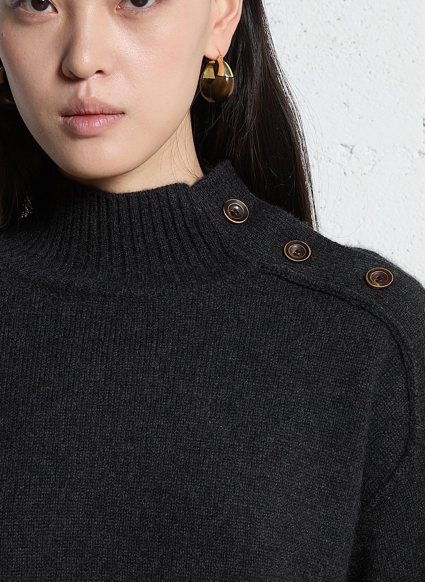 Pull col montant en cachemire Gris