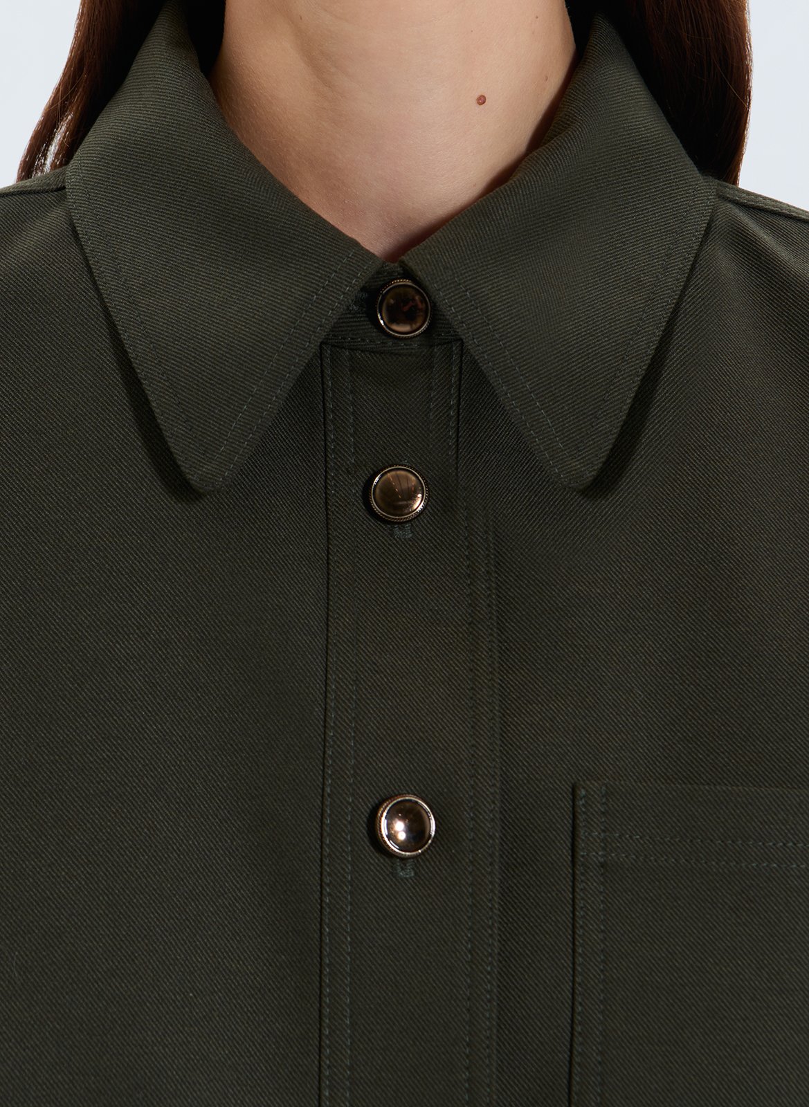 Short buttoned plain shirt ZAPA Khaki