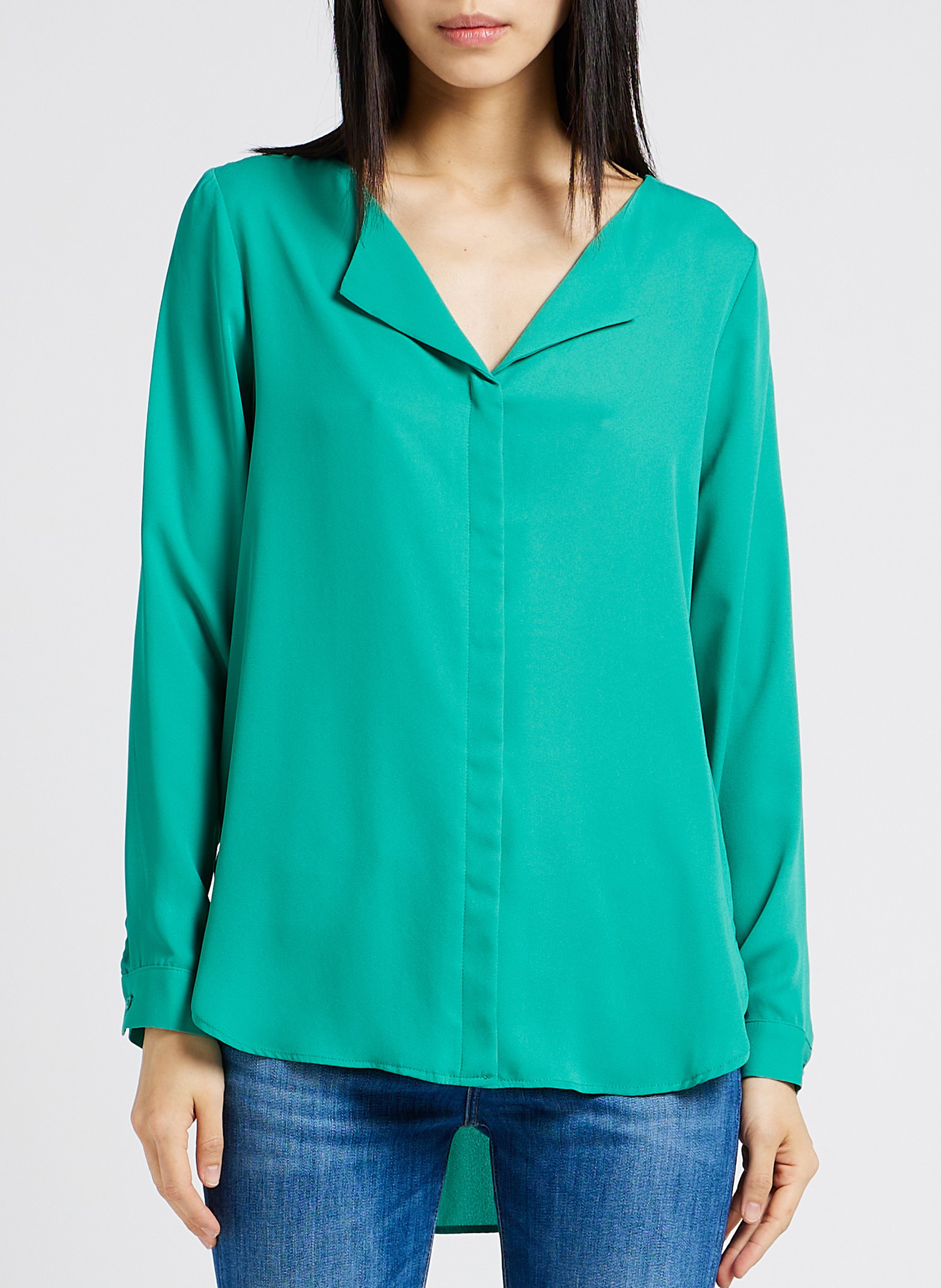 Henley-Bluse aus Crêpe VILA Grun