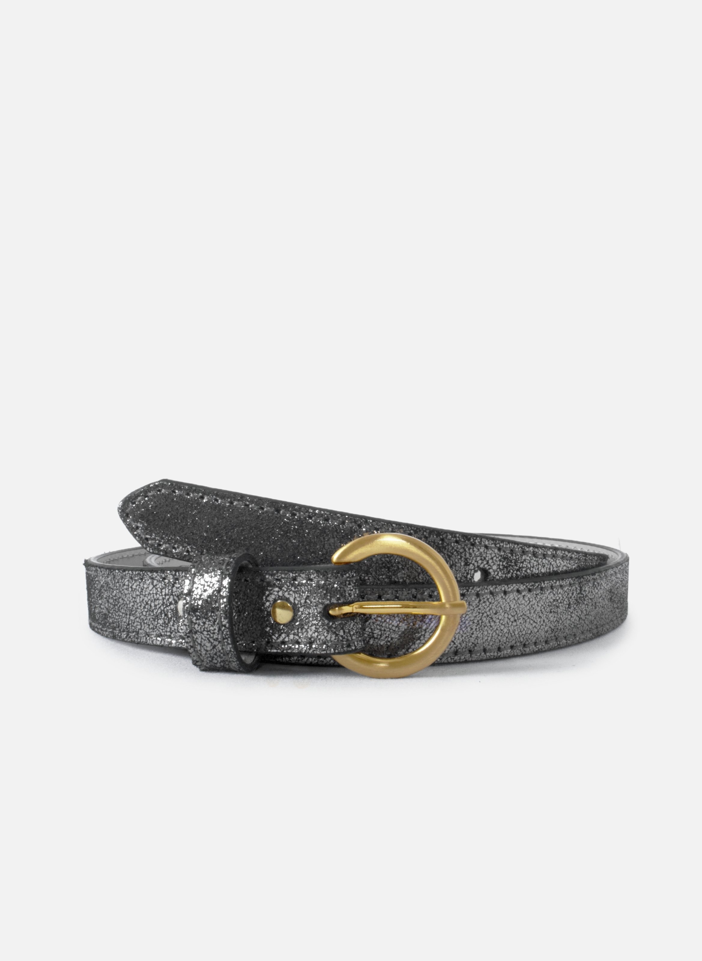 Gold metallic leather buckle belt JULES & JENN