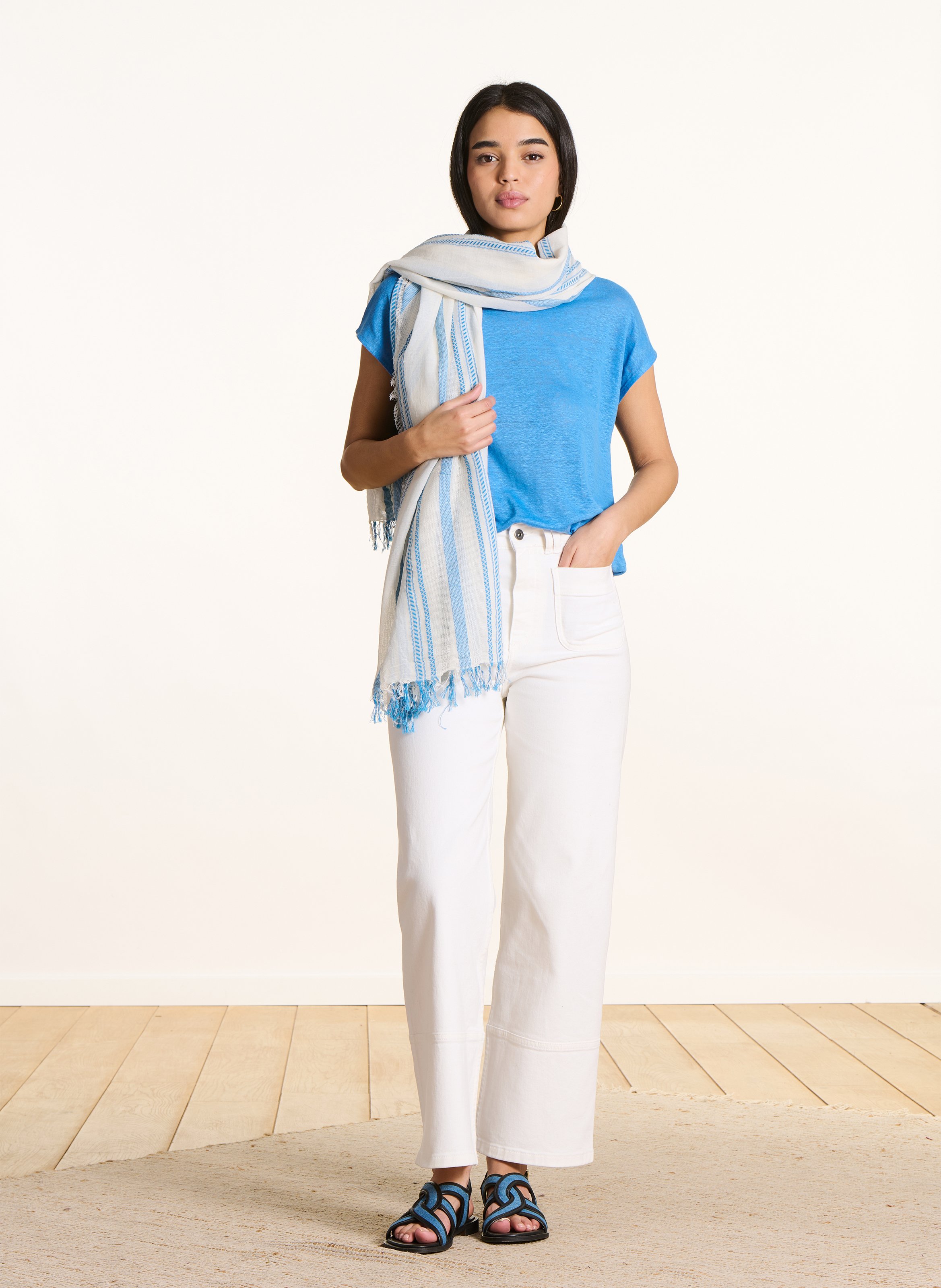 Baumwoll-Foulard LA FEE MARABOUTEE Blau