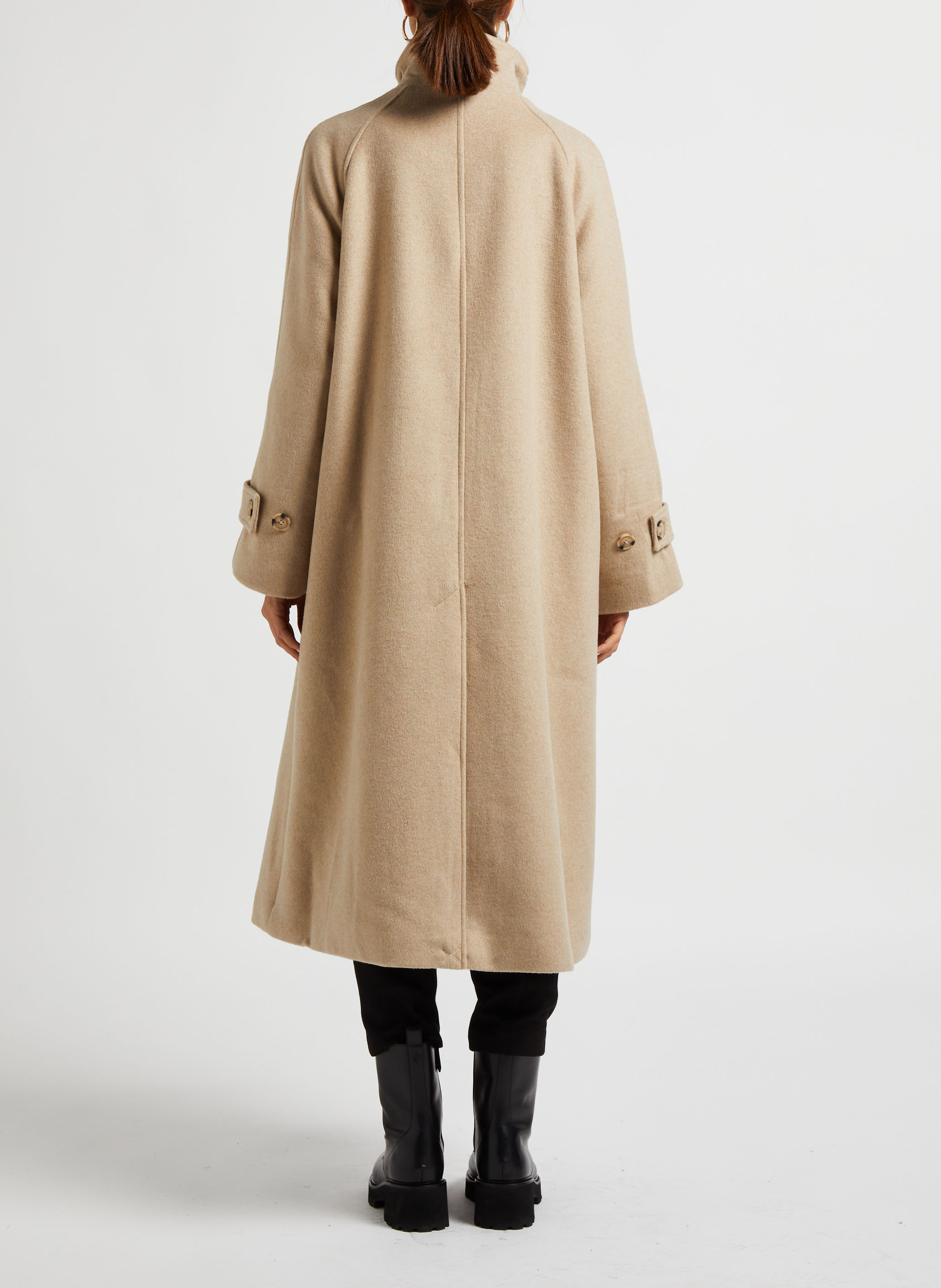 Manteau long droit col montant en laine recyclée mélangée  VILA Gris