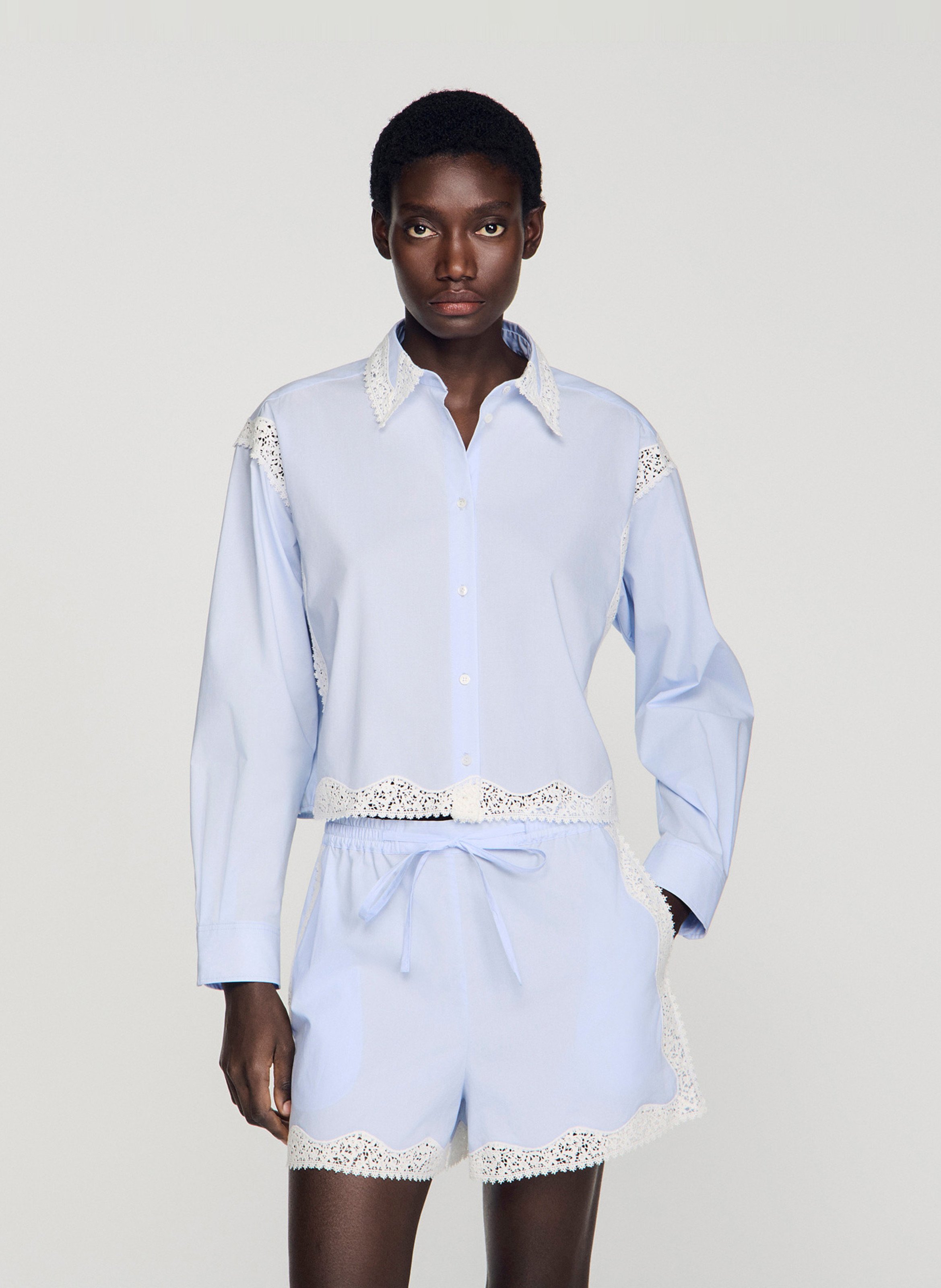 Cotton shirt with classic collar SANDRO Blue