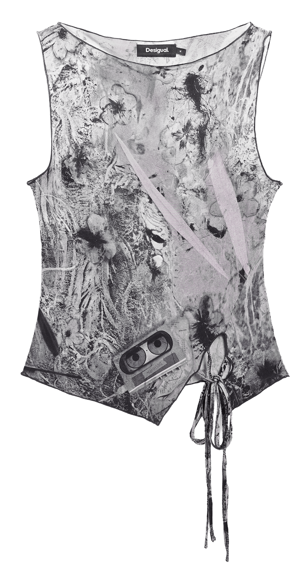 Top col rond imprimé DESIGUAL Noir