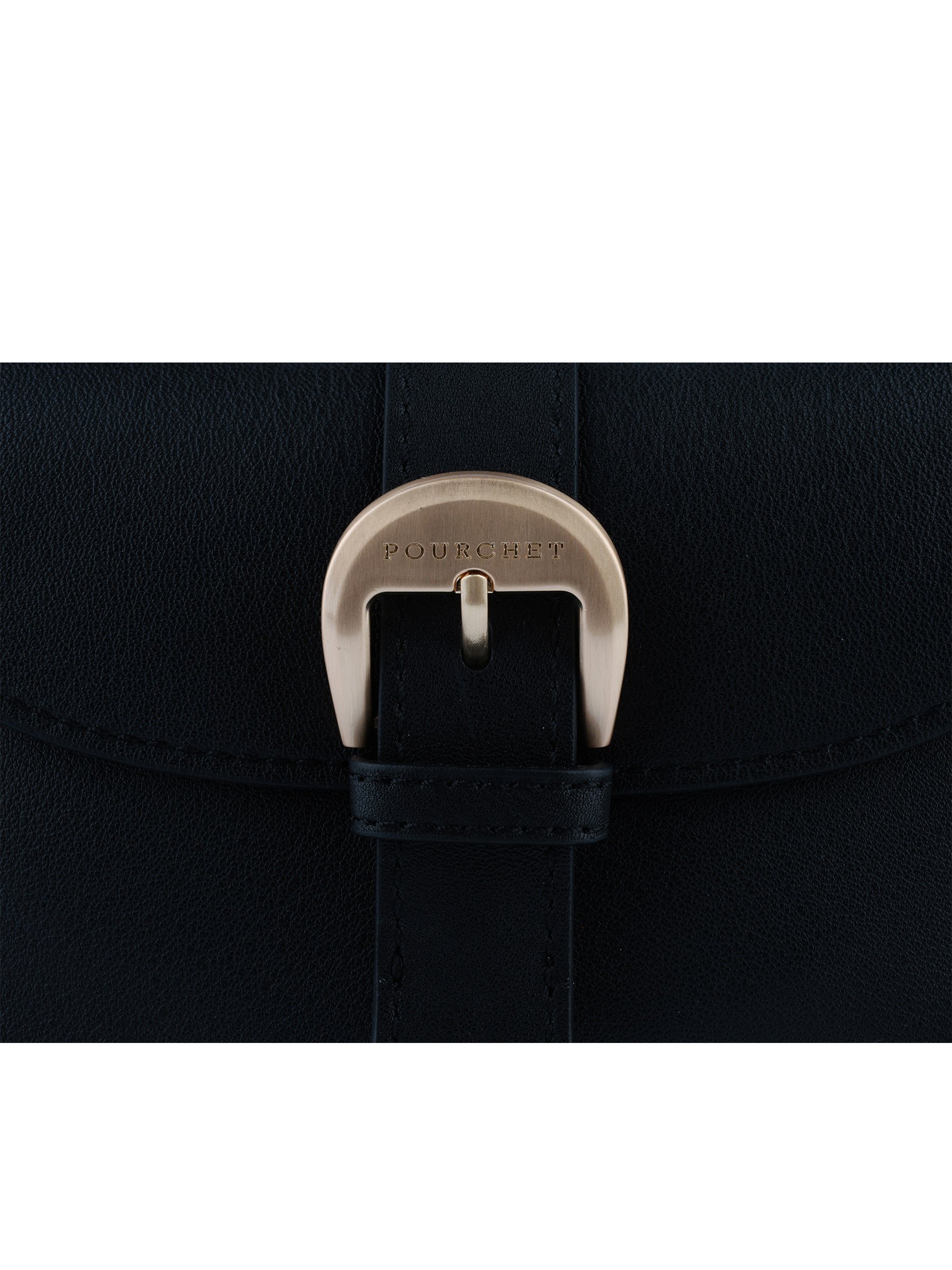 Calfskin leather shoulder bag POURCHET Black