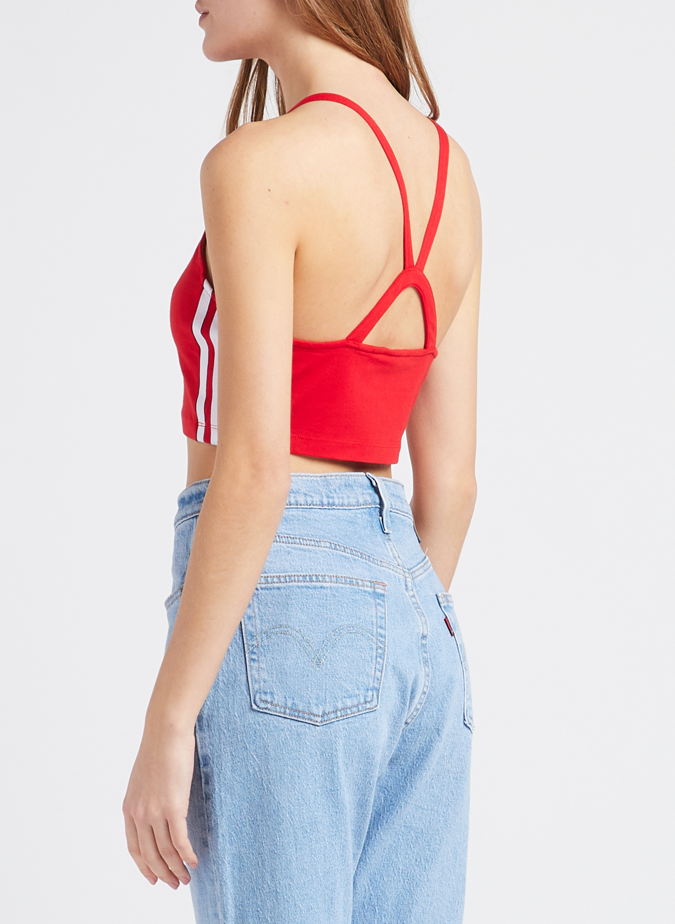 Crop top en coton stretch ADIDAS Rouge