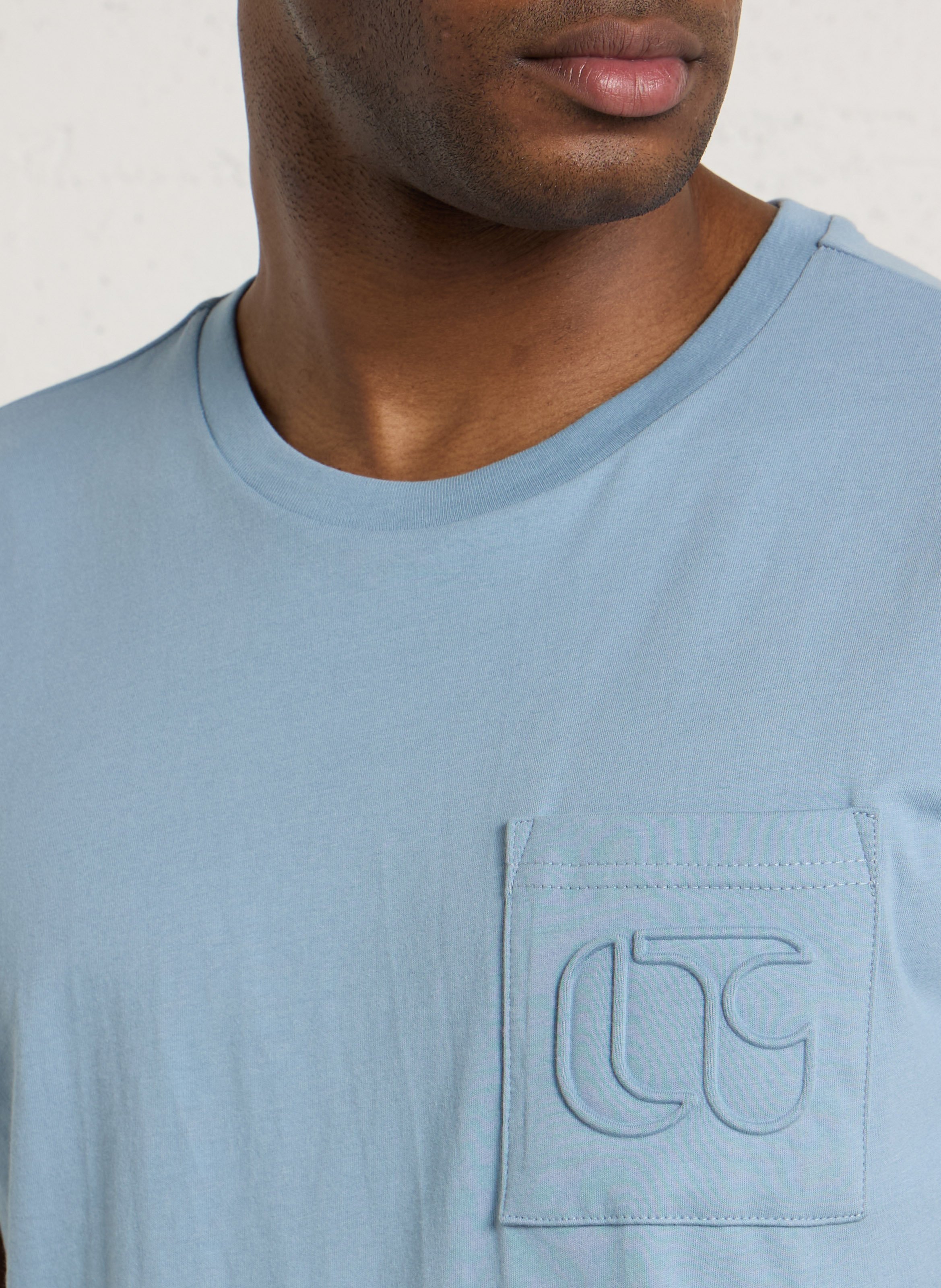 Tee-shirt col rond droit uni LE TEMPS DES CERISES Bleu