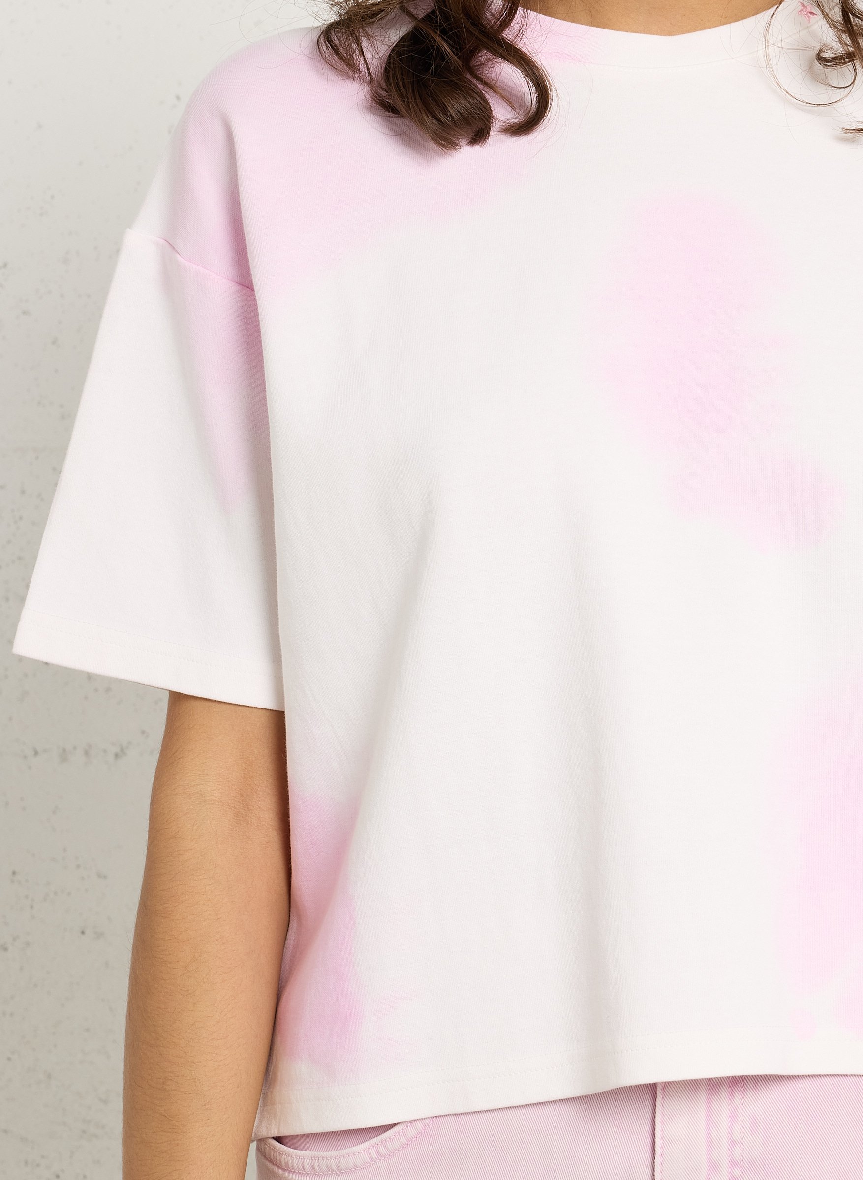 Tee-shirt boxy imprimé Tie&Dye en coton mélangé LA PETITE ETOILE Rose
