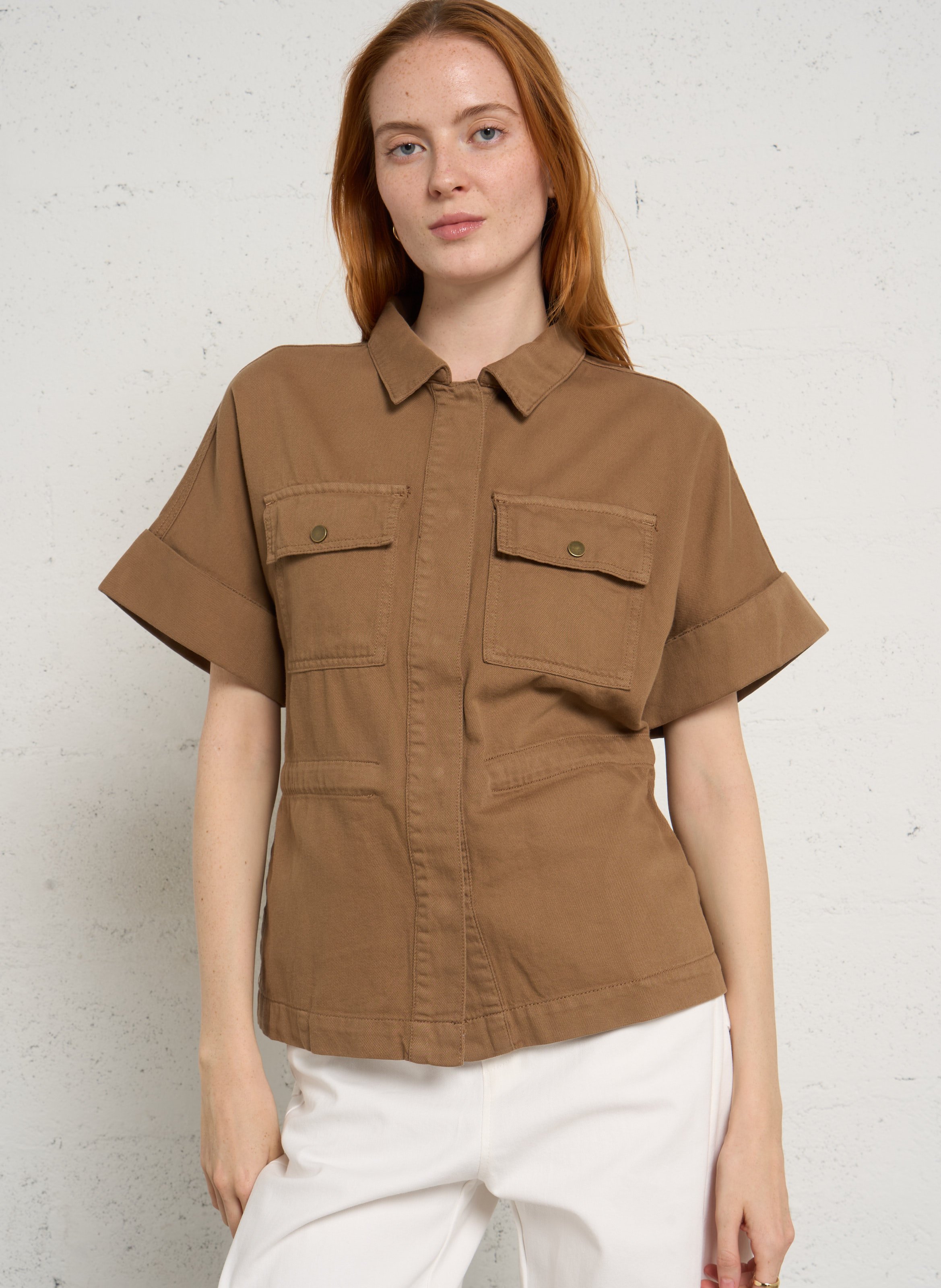 Blouse met klassieke kraag MAISON 123 Bruin