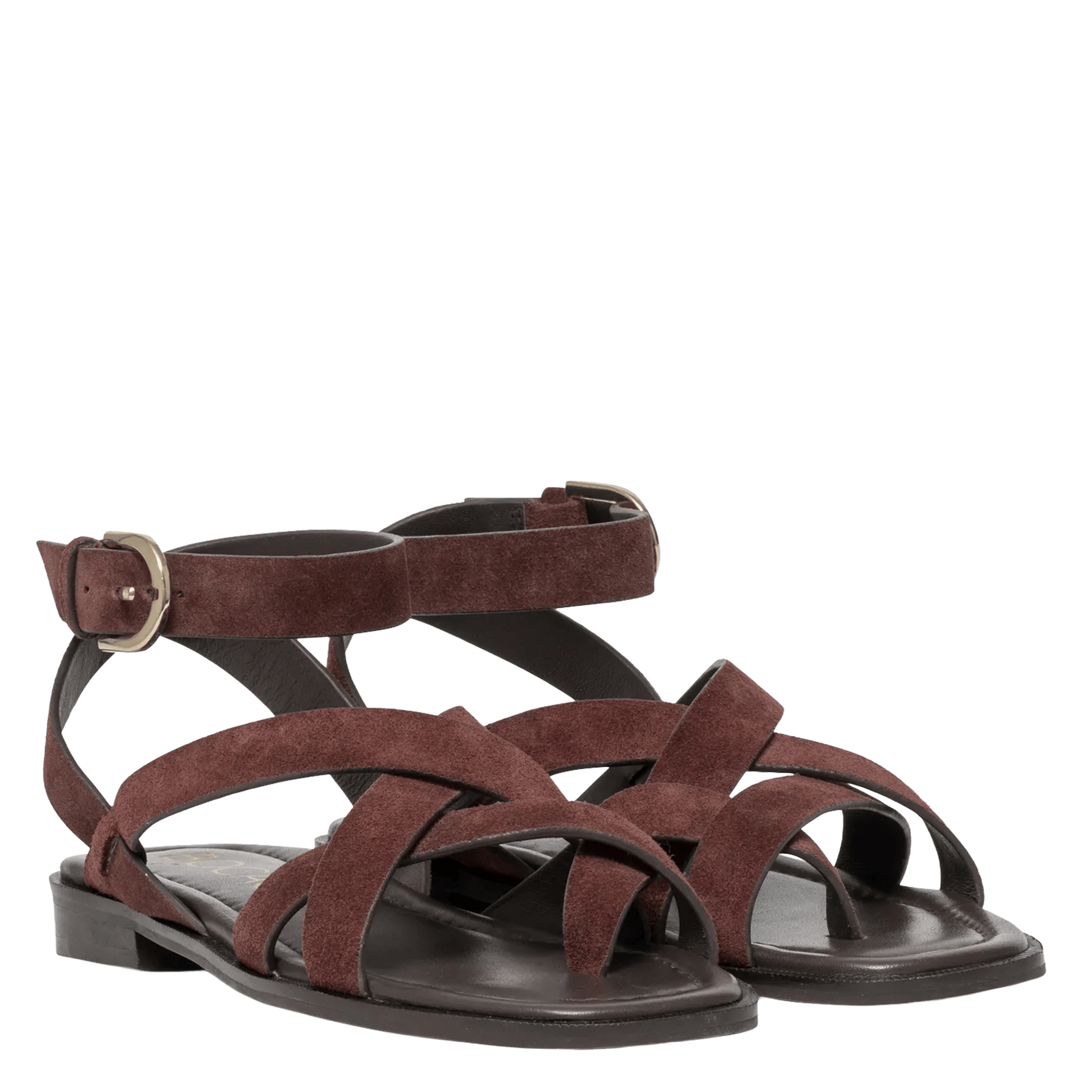 Avarca Berlin - Flache Ledersandalen mit Samt Violett