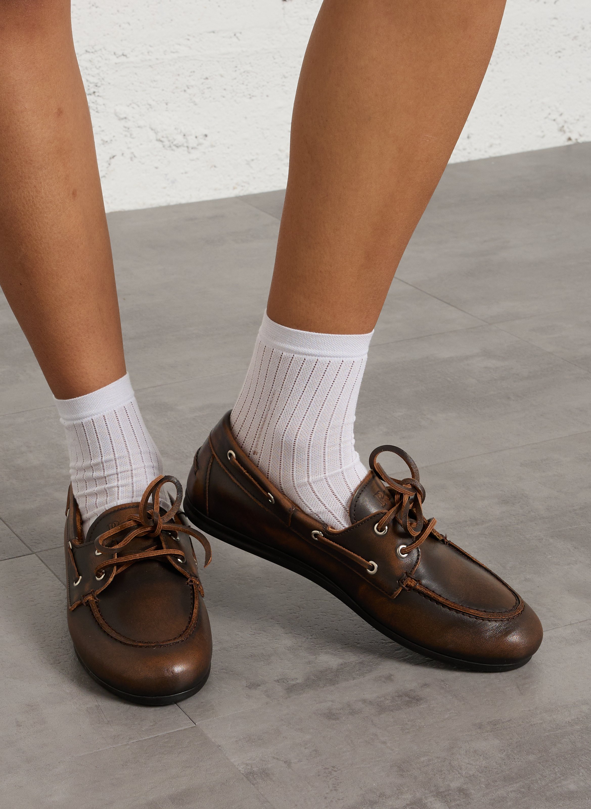 Chaussures bateau en cuir POSA Marron