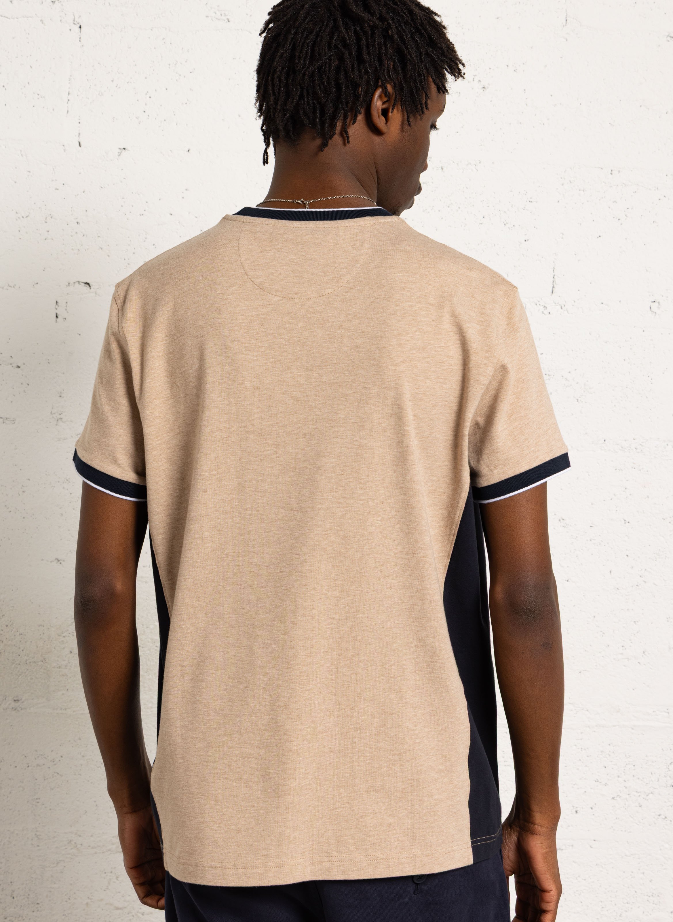 T-shirt droit col rond en coton mélangé EDEN PARK Beige