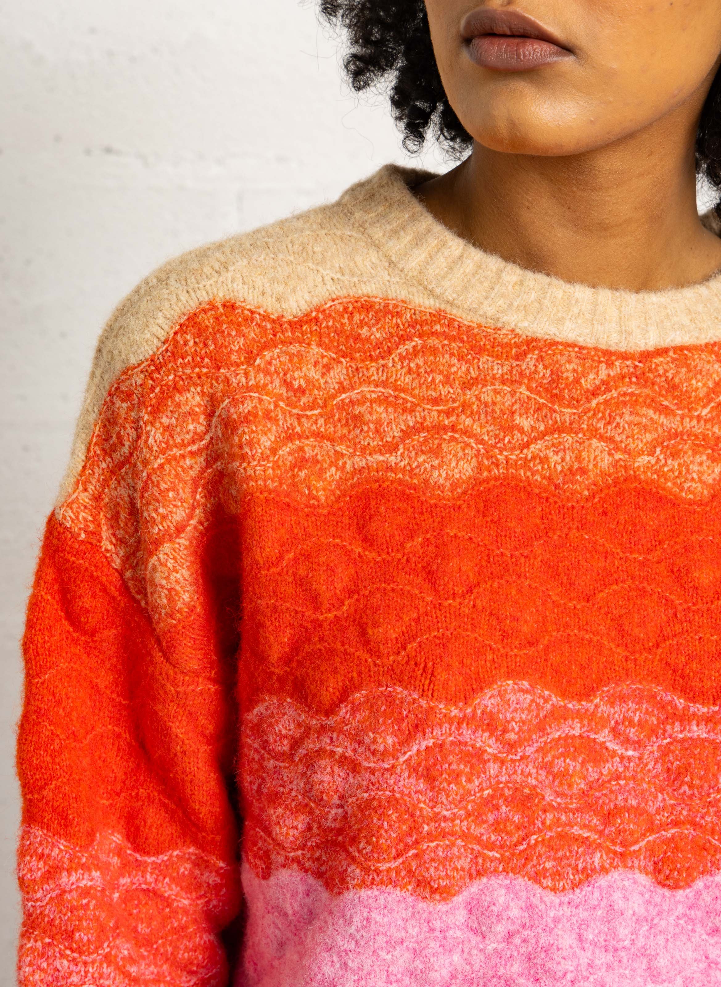 Oversize round-neck knit sweater SUNCOO Orange
