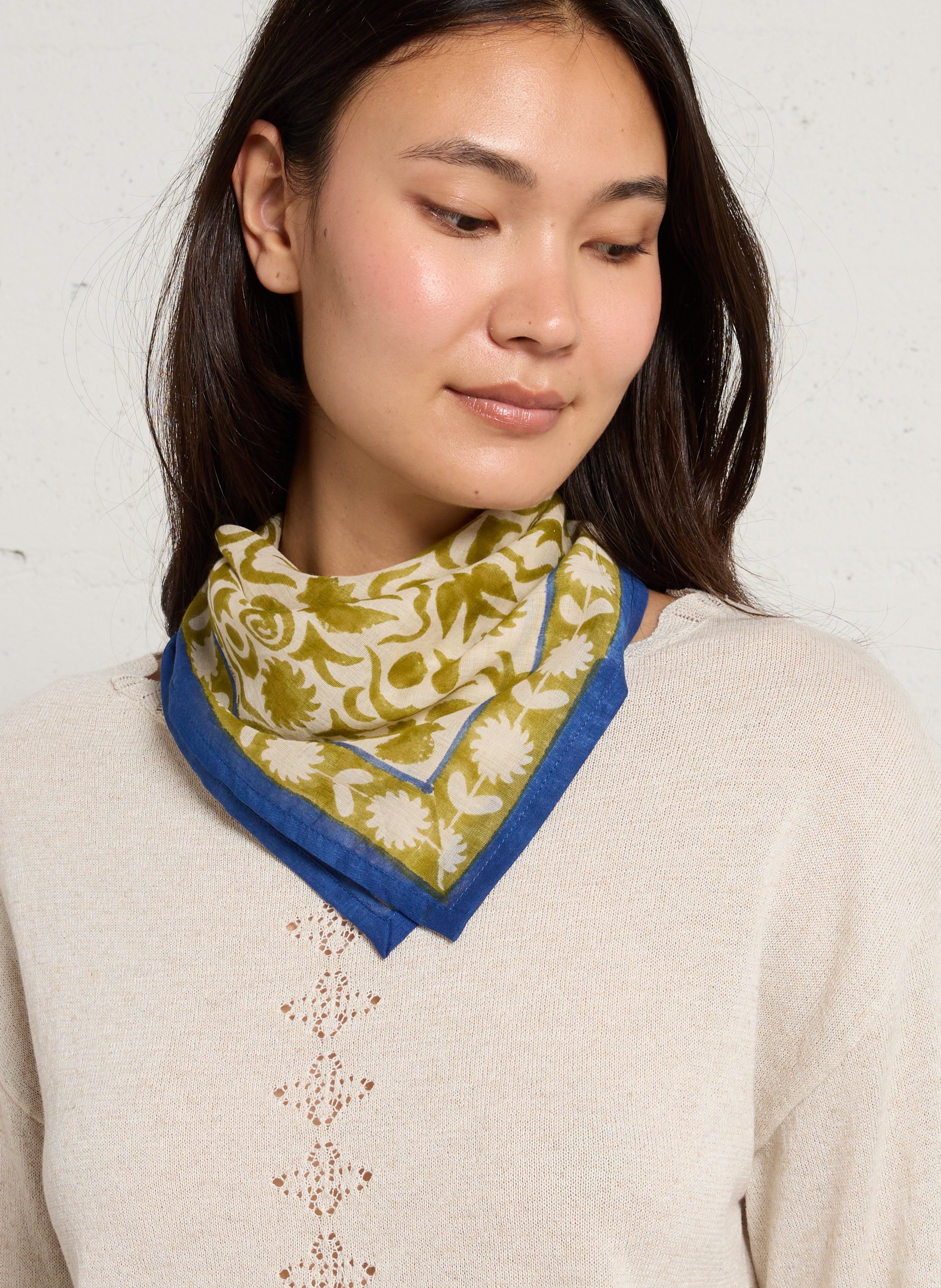 Foulard en coton imprimé APACHES COLLECTIONS Vert