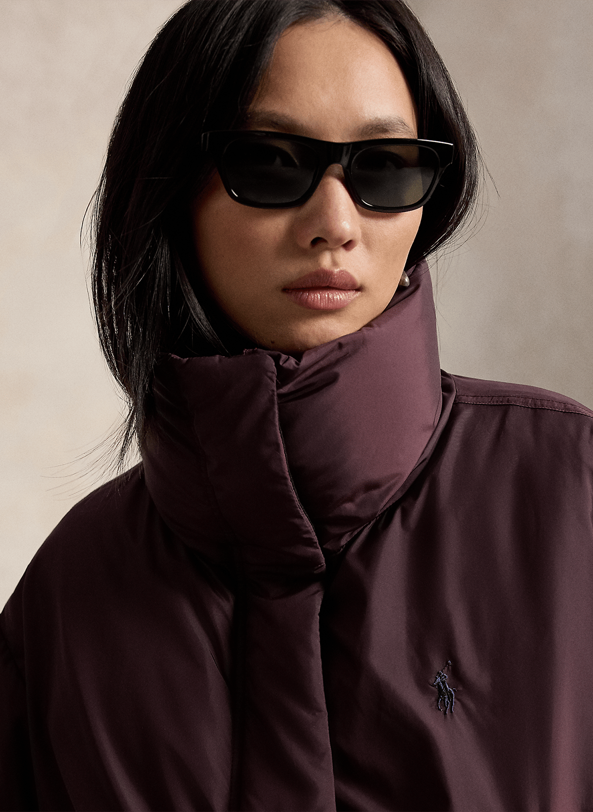 Cropped padded jacket with high neck POLO RALPH LAUREN Purple