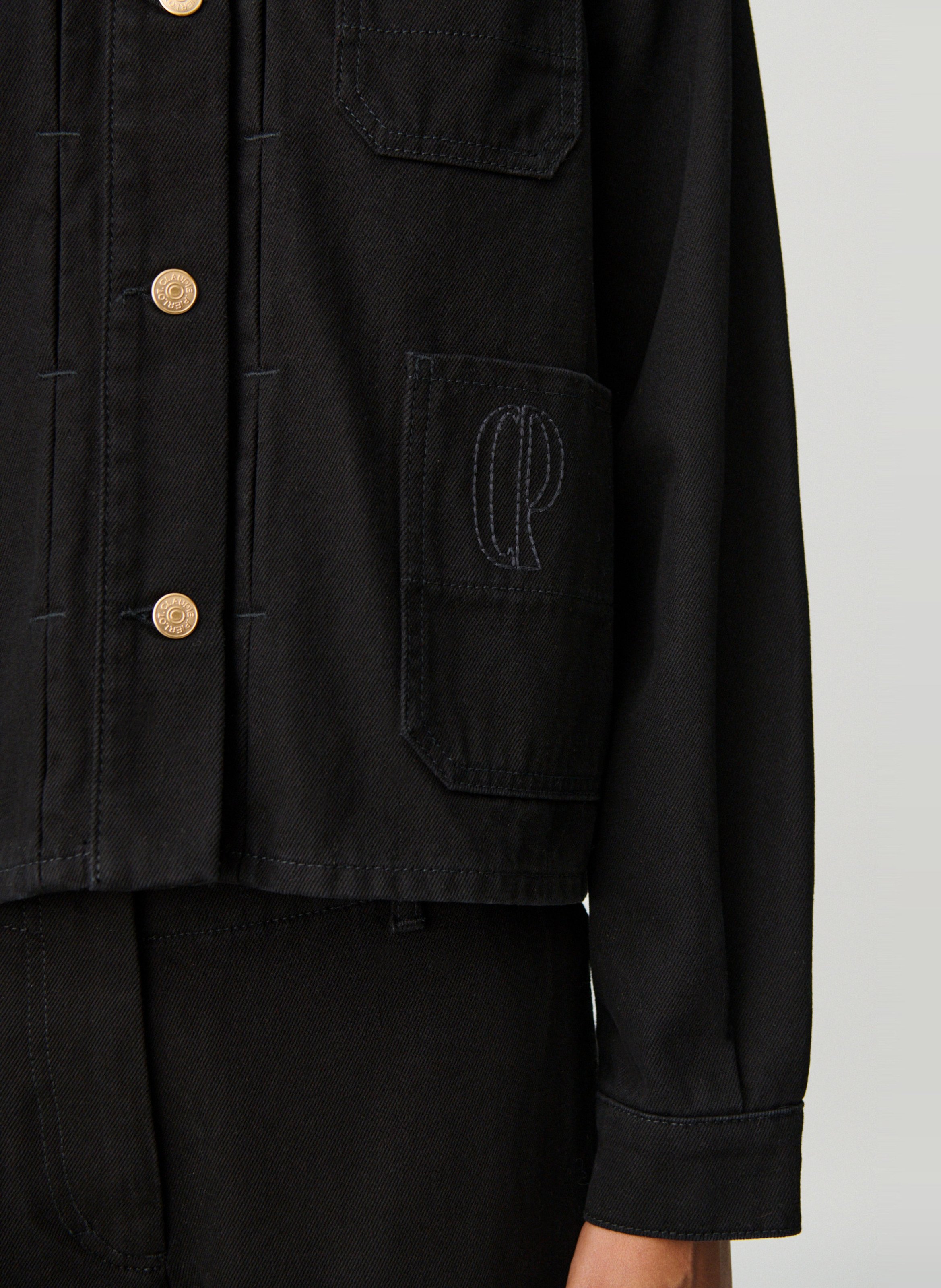 Oversized katoenen jasje CLAUDIE PIERLOT Zwart