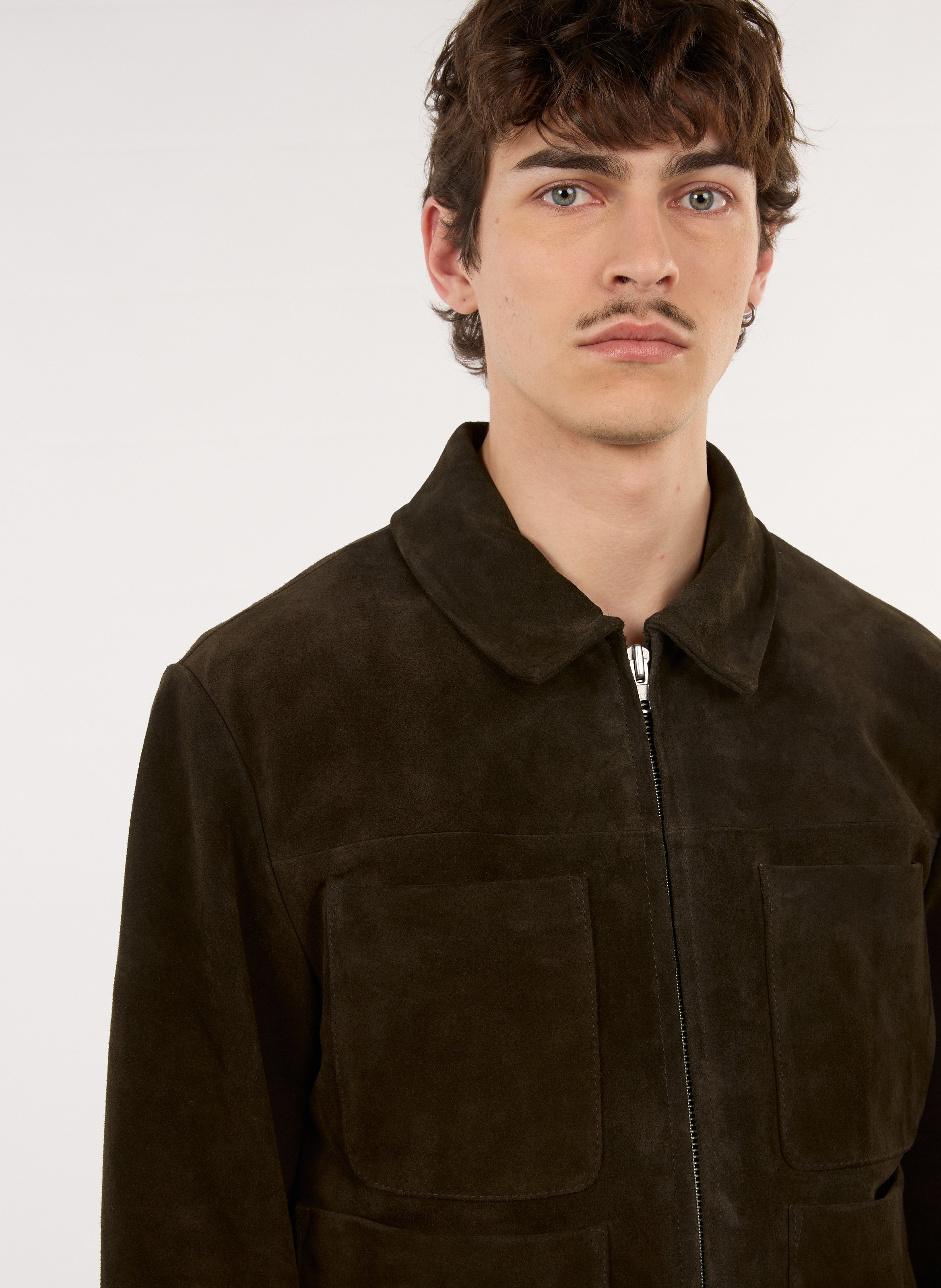 Gerade Lederjacke mit klassischem Kragen SAISON 1865 Braun