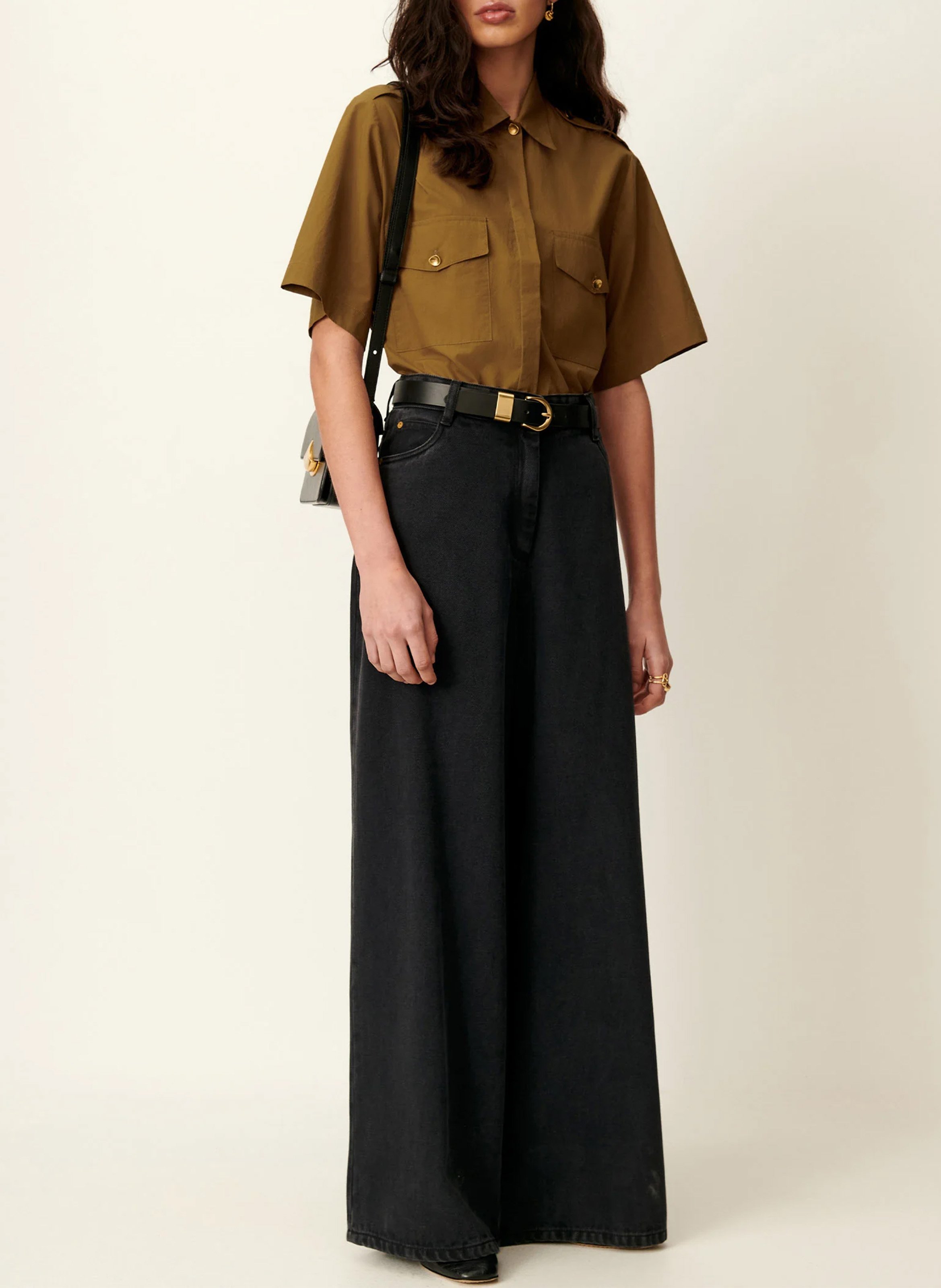 Wide-leg denim jeans SESSUN Black