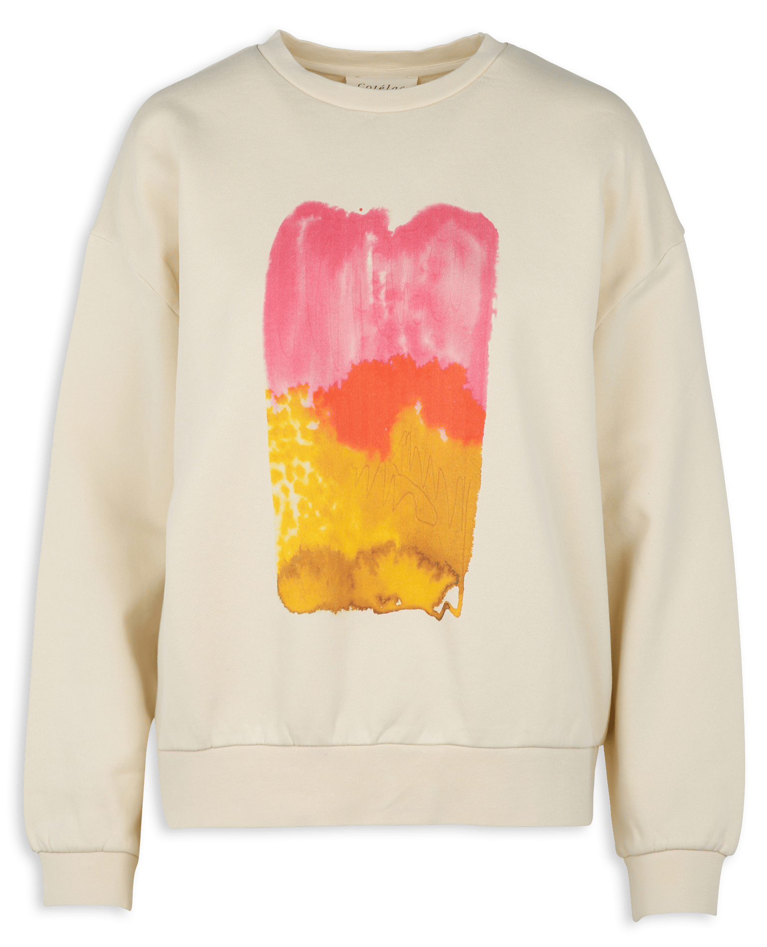 Sweat droit col rond sérigraphié en coton bio COTELAC ACOTE Multicolore