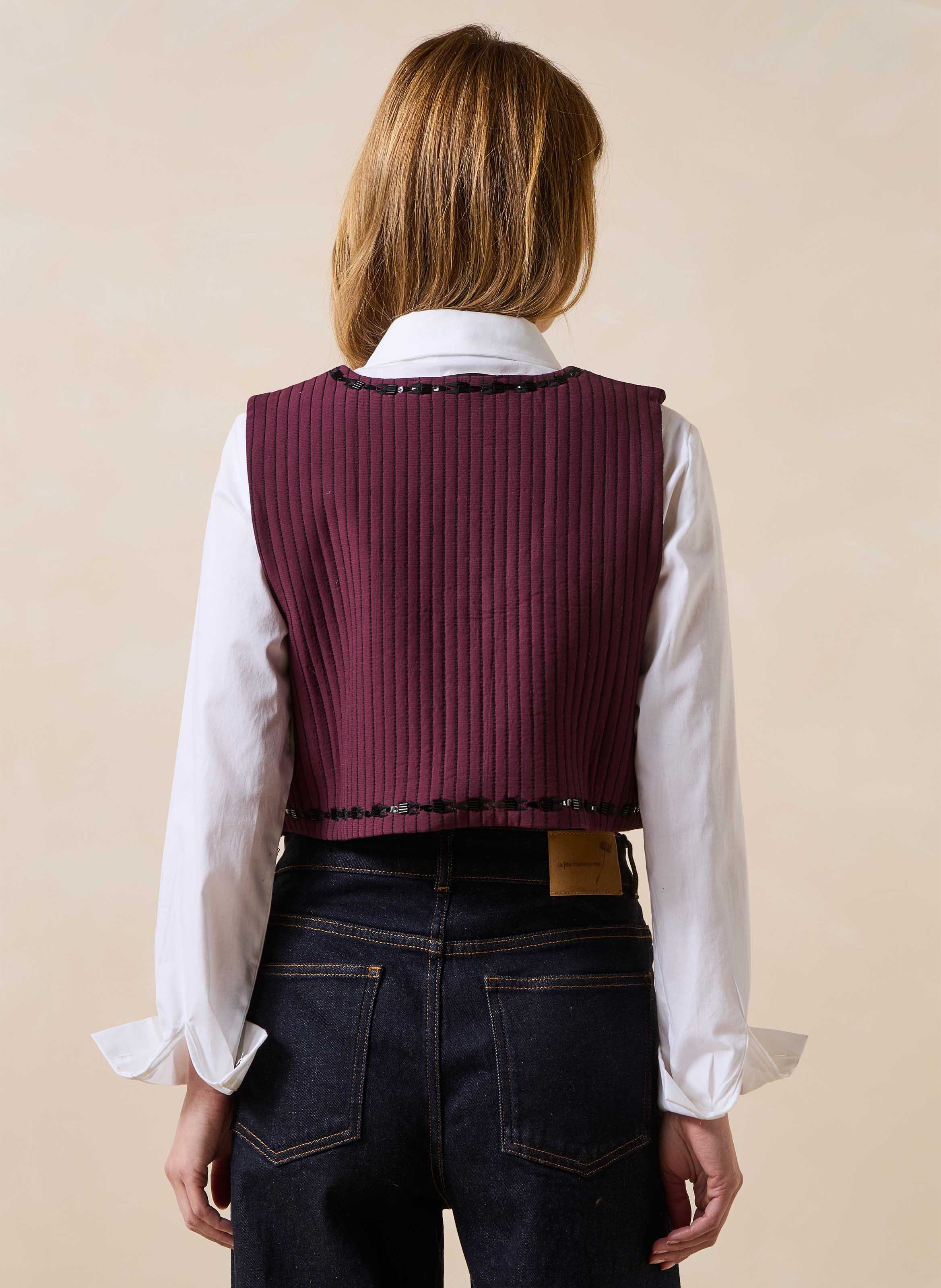 Veste courte sans manches brodée LA FEE MARABOUTEE Multicolore