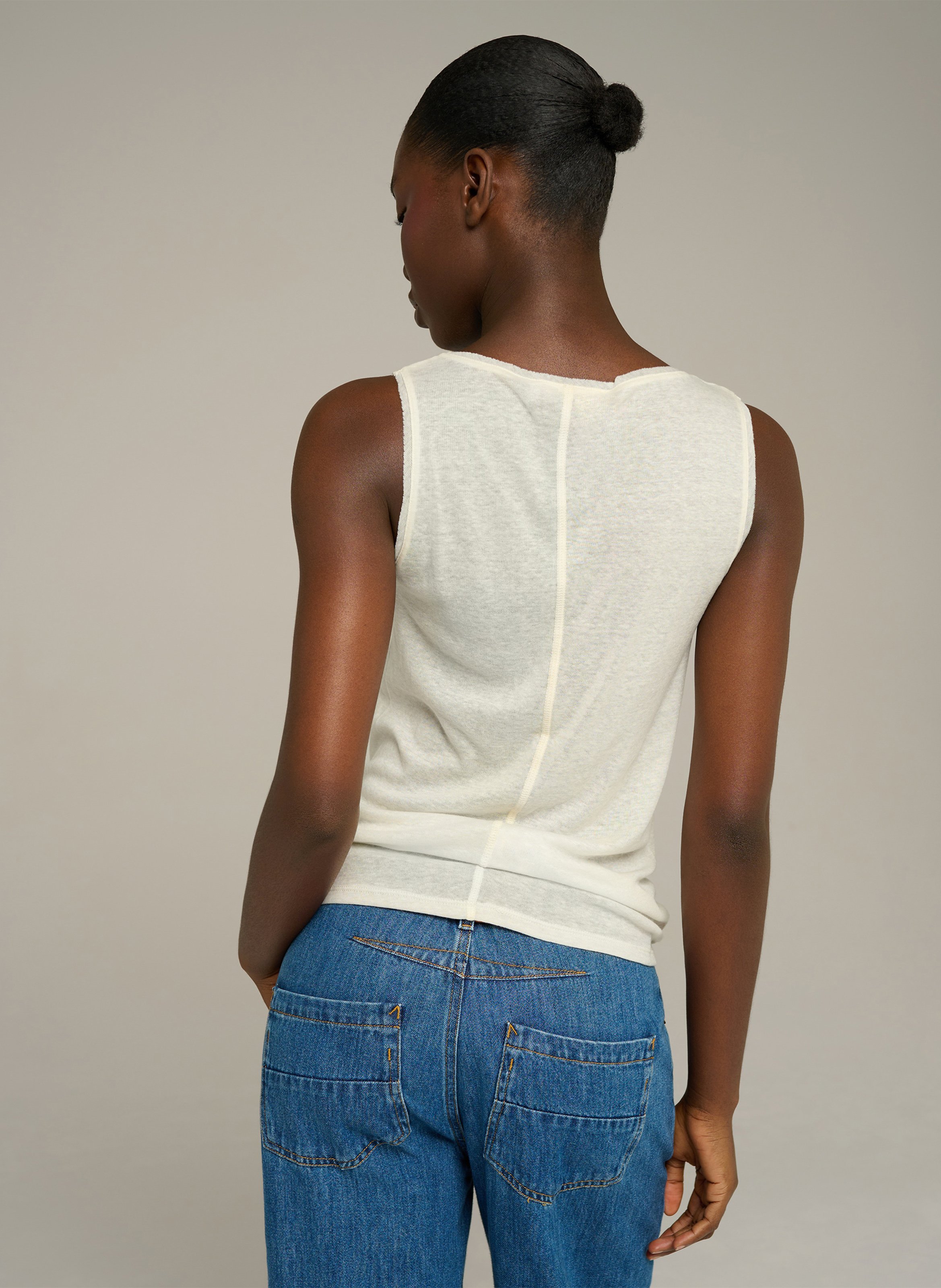 Doorschijnende rechte tanktop COTELAC ACOTE Beige