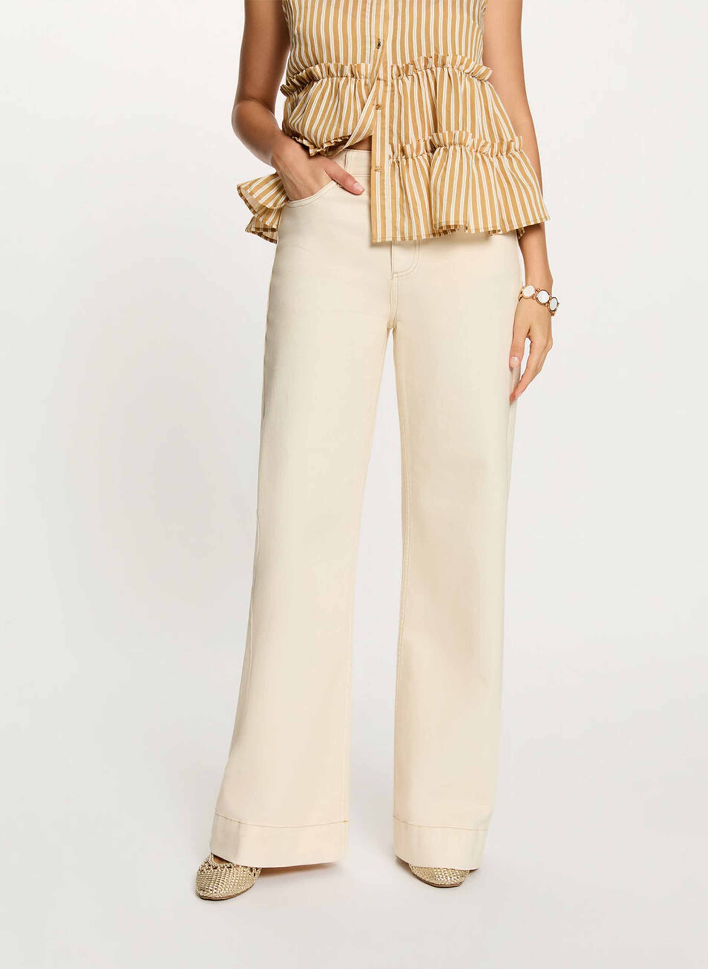 Cotton-blend flared jeans MORGAN Beige