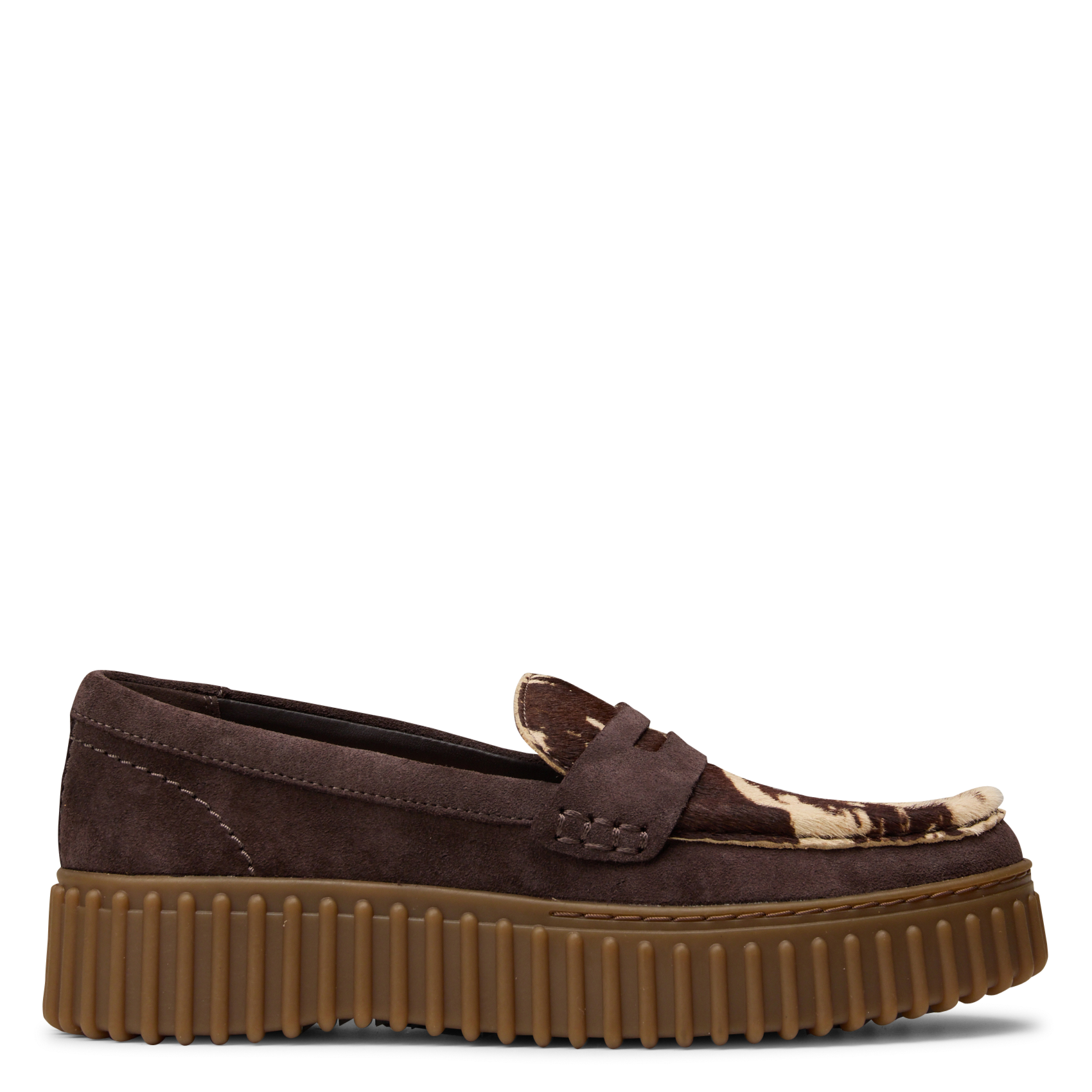 Kuhmuster-Ledermokassins CLARKS Braun