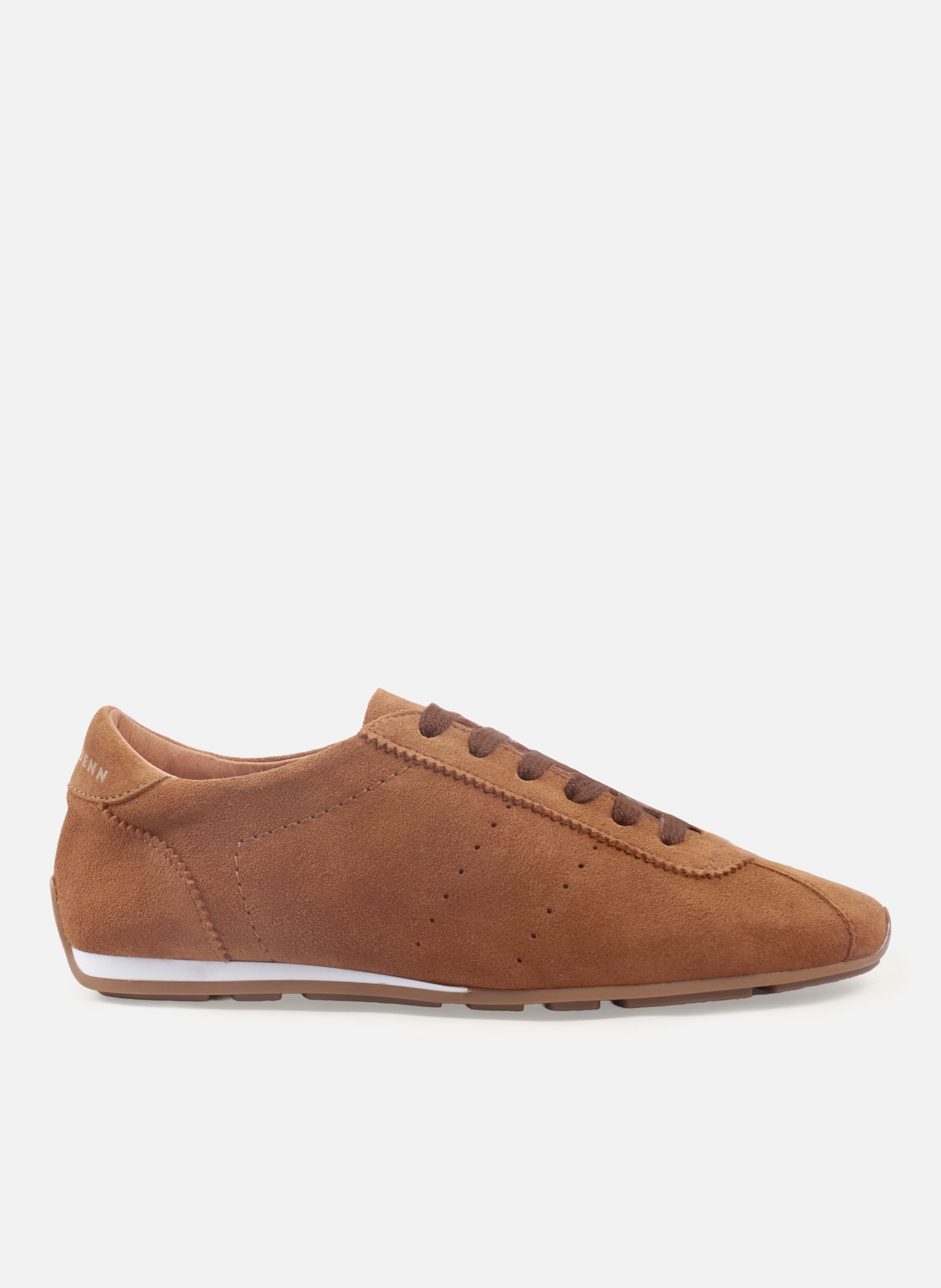 Sofia suede leather flat sneakers JULES & JENN Brown