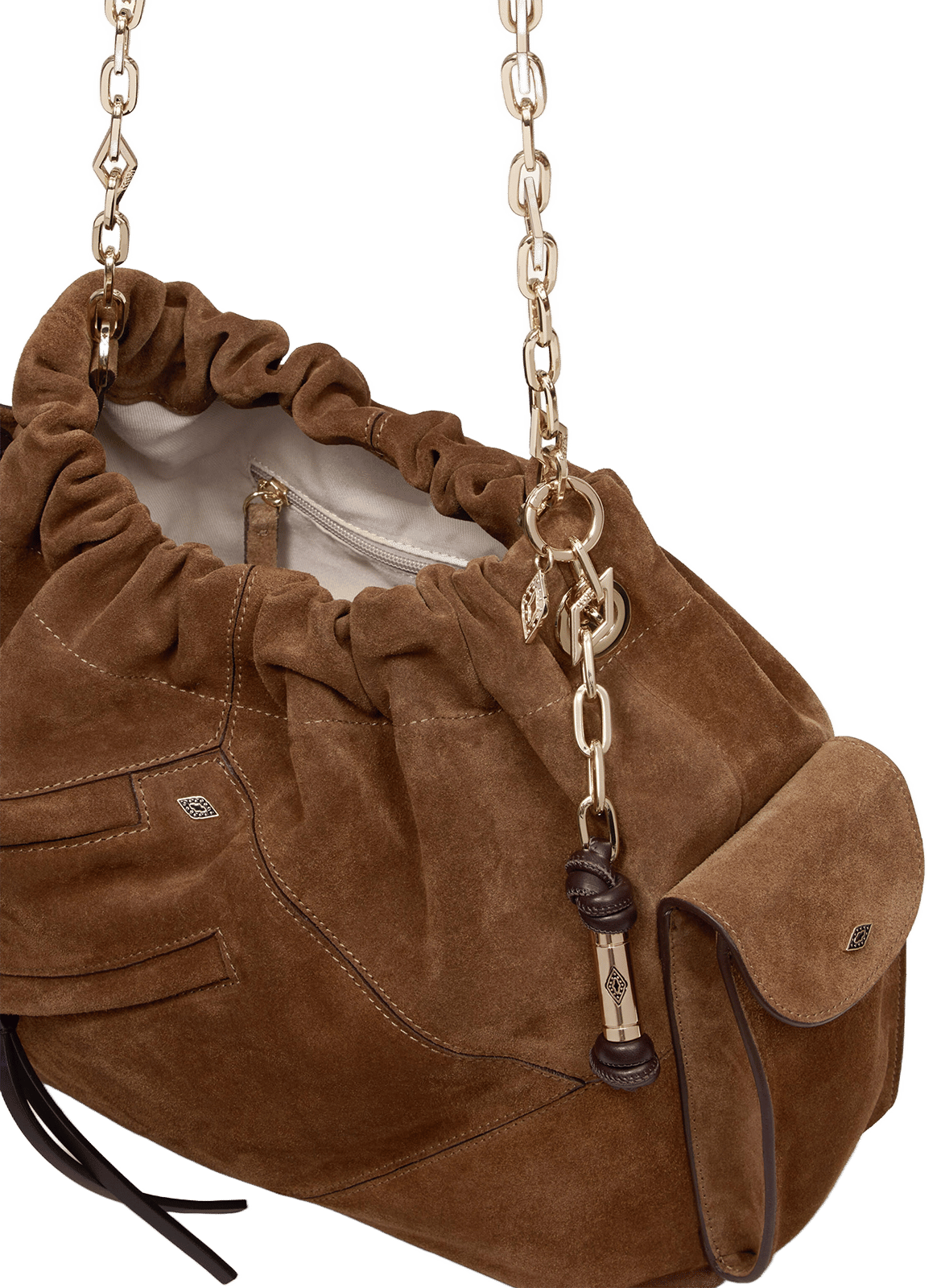 Leather shoulder bag BA&SH Brown