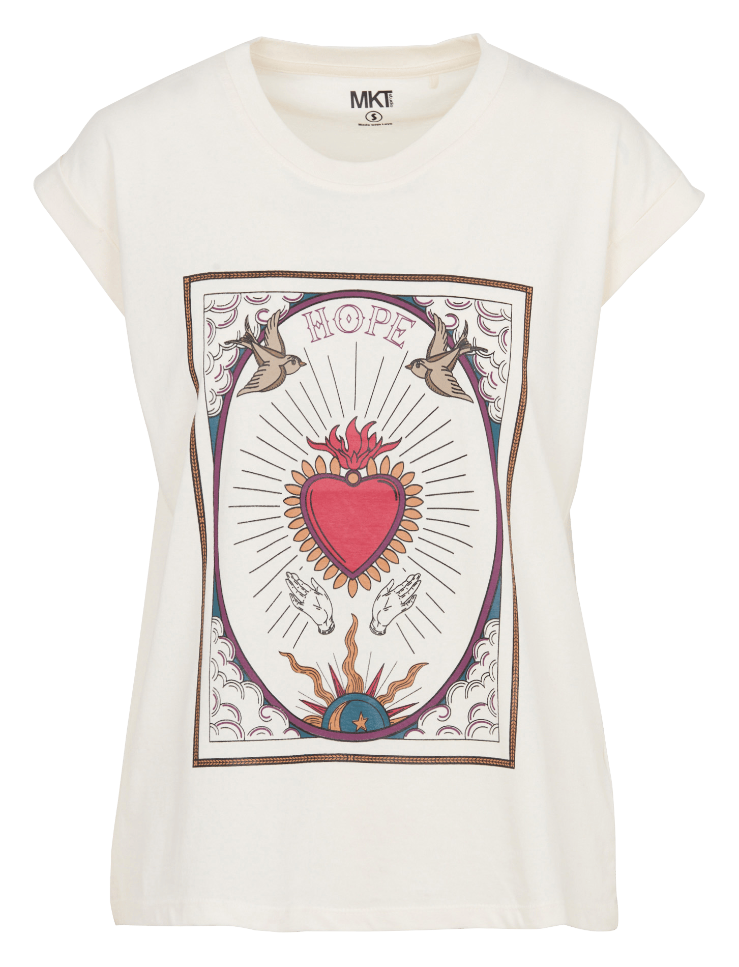 T-shirt droit sérigraphié en coton MKT Beige