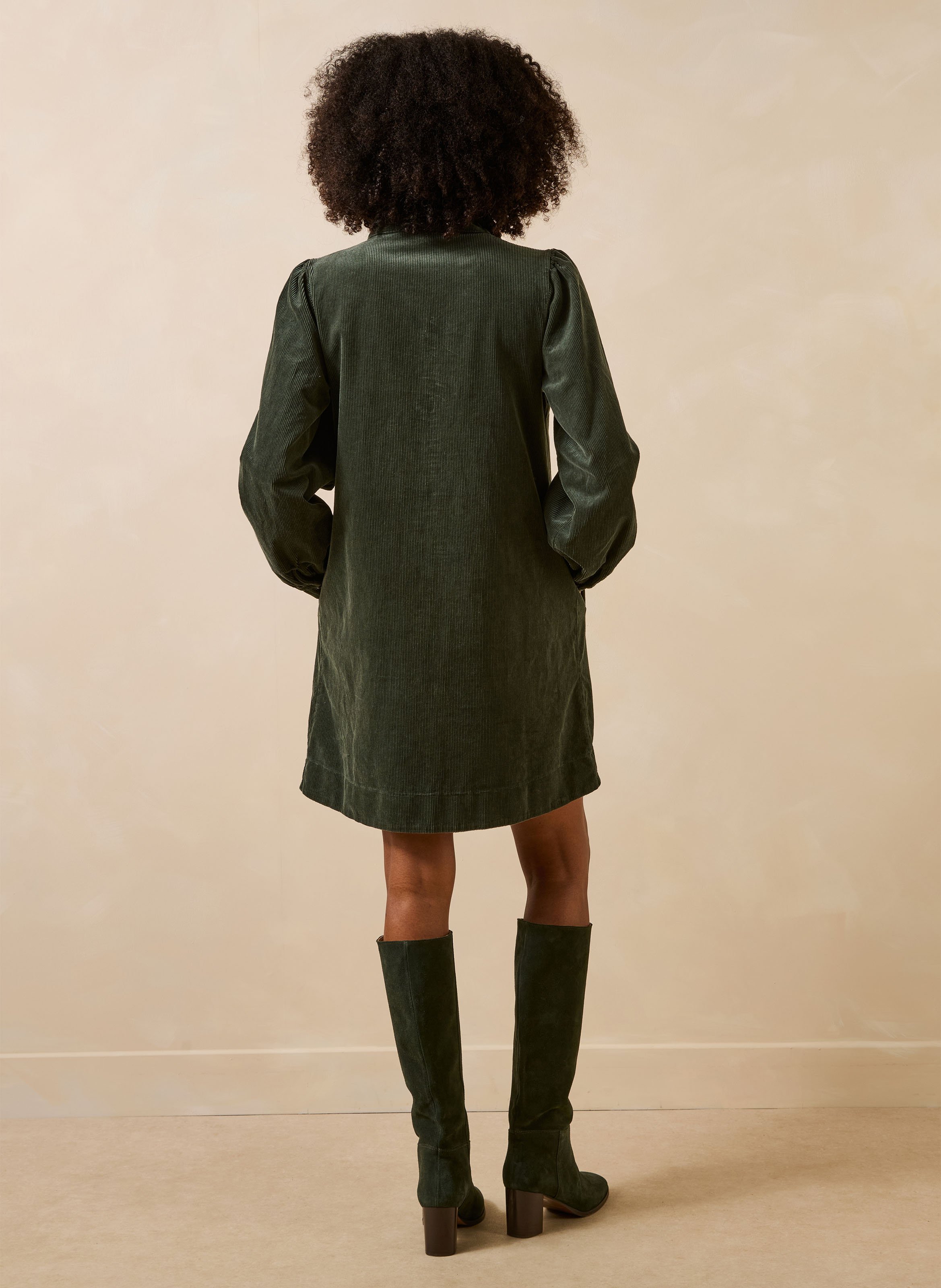 Short flared dress with henley collar LA FEE MARABOUTEE Green