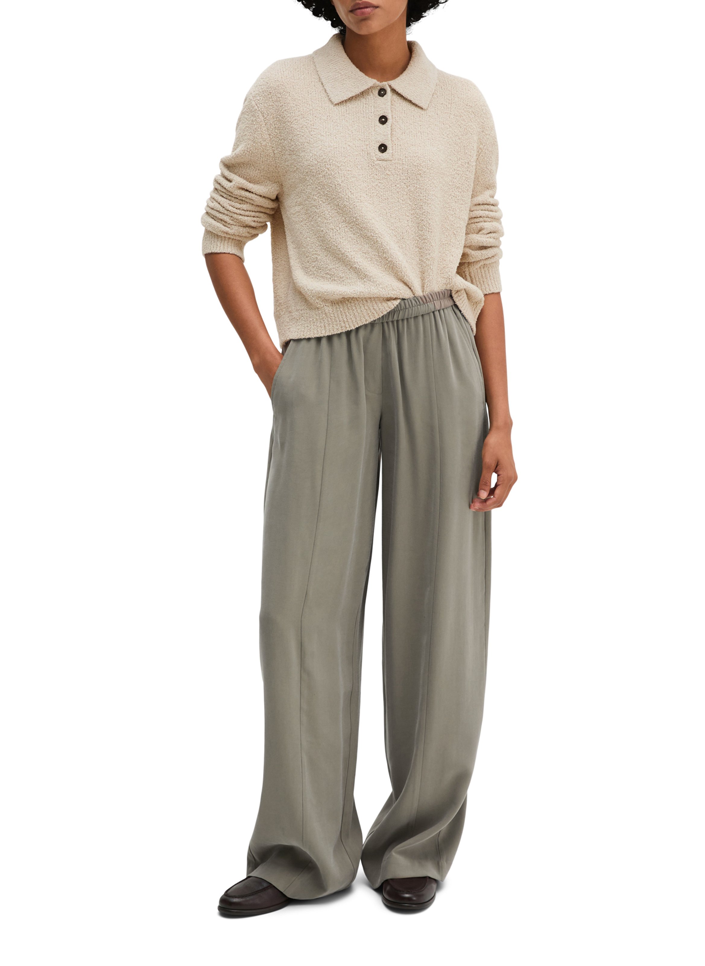 Straight-fit sweater with a classic neckline in a cotton blend MARC O'POLO Beige