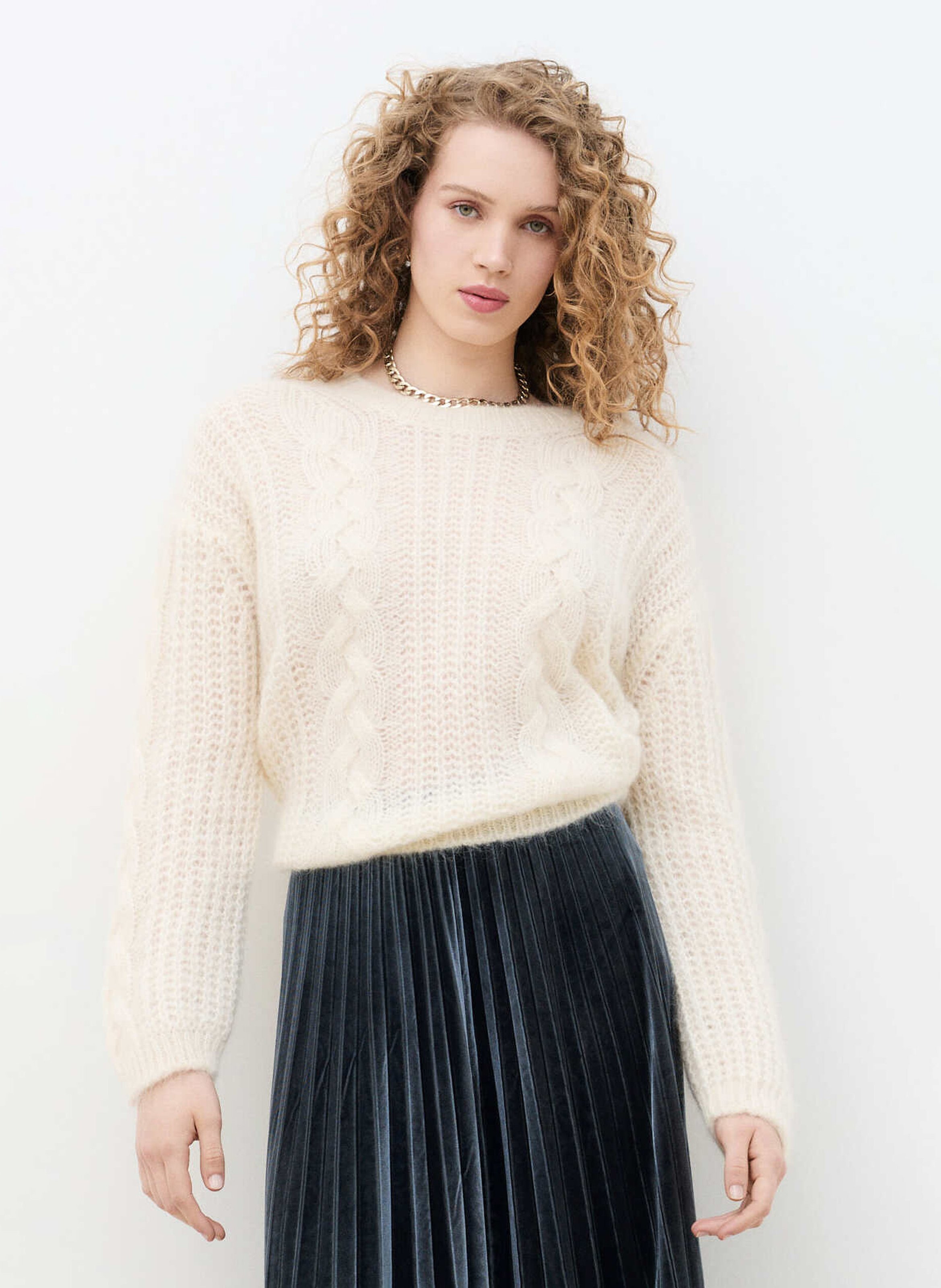 Round-neck alpaca-wool blend sweater CAROLL Beige