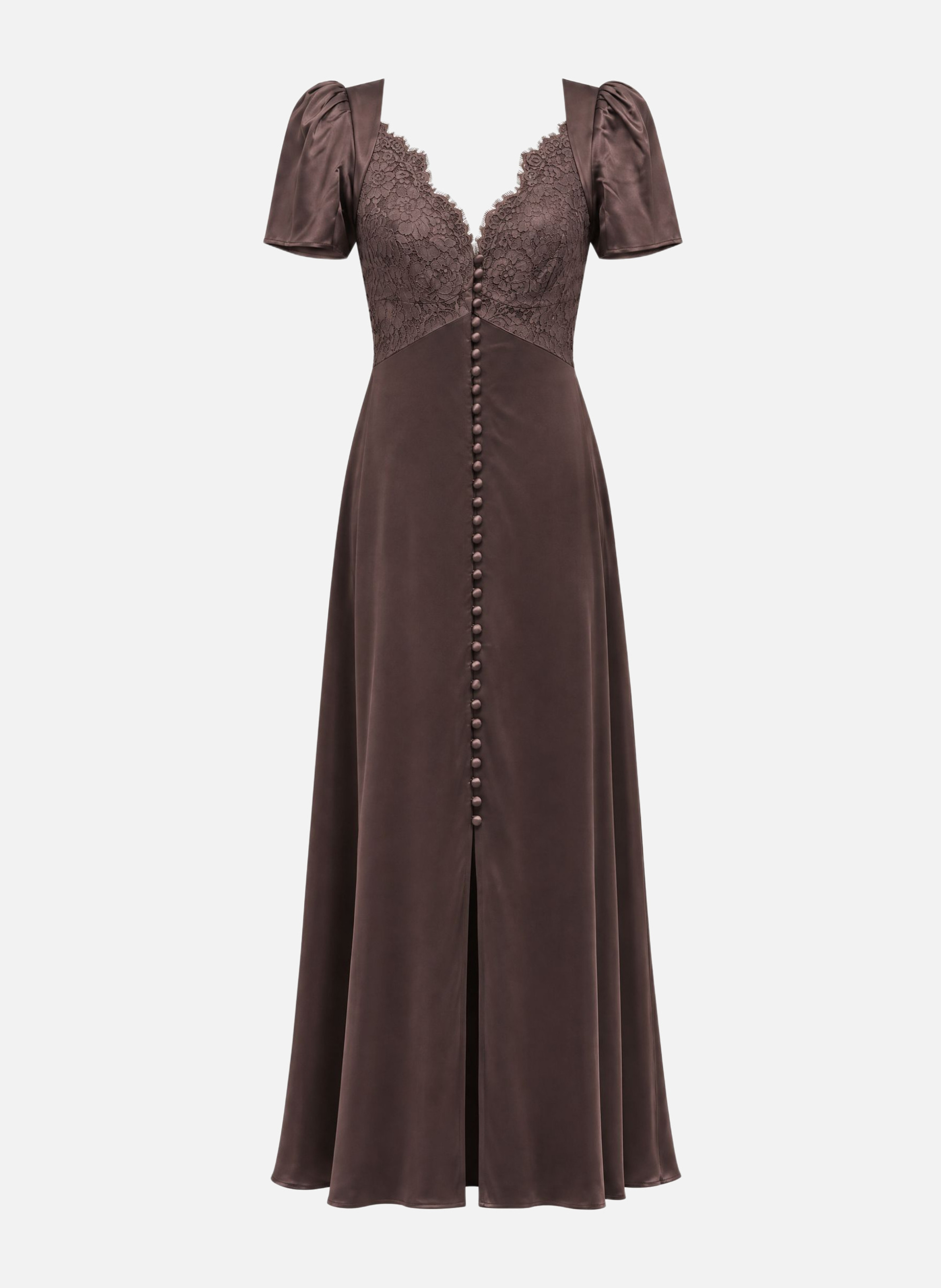 Long dress with brown lace THE KOOPLES Brown