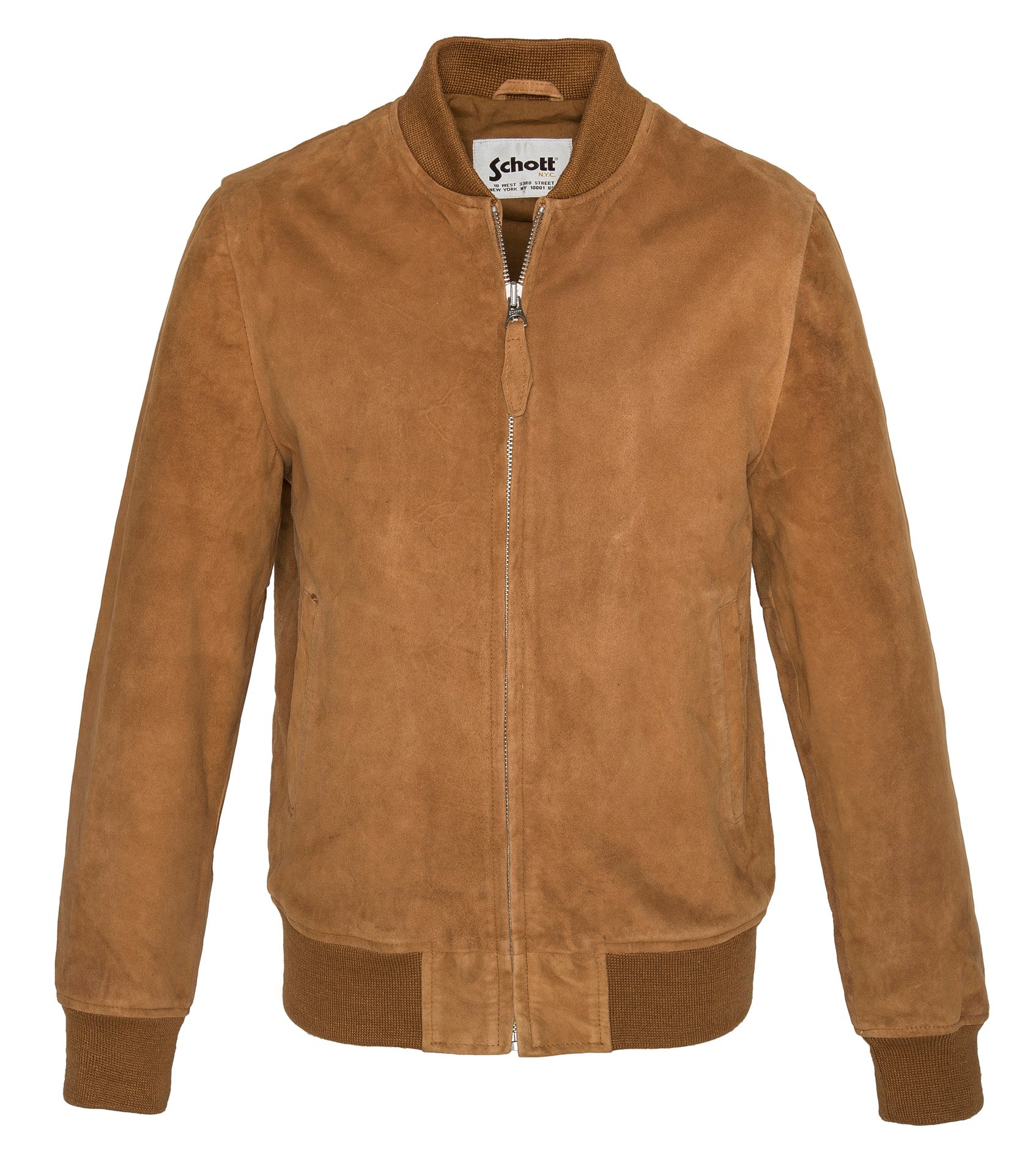 Blouson zippé en cuir SCHOTT Marron