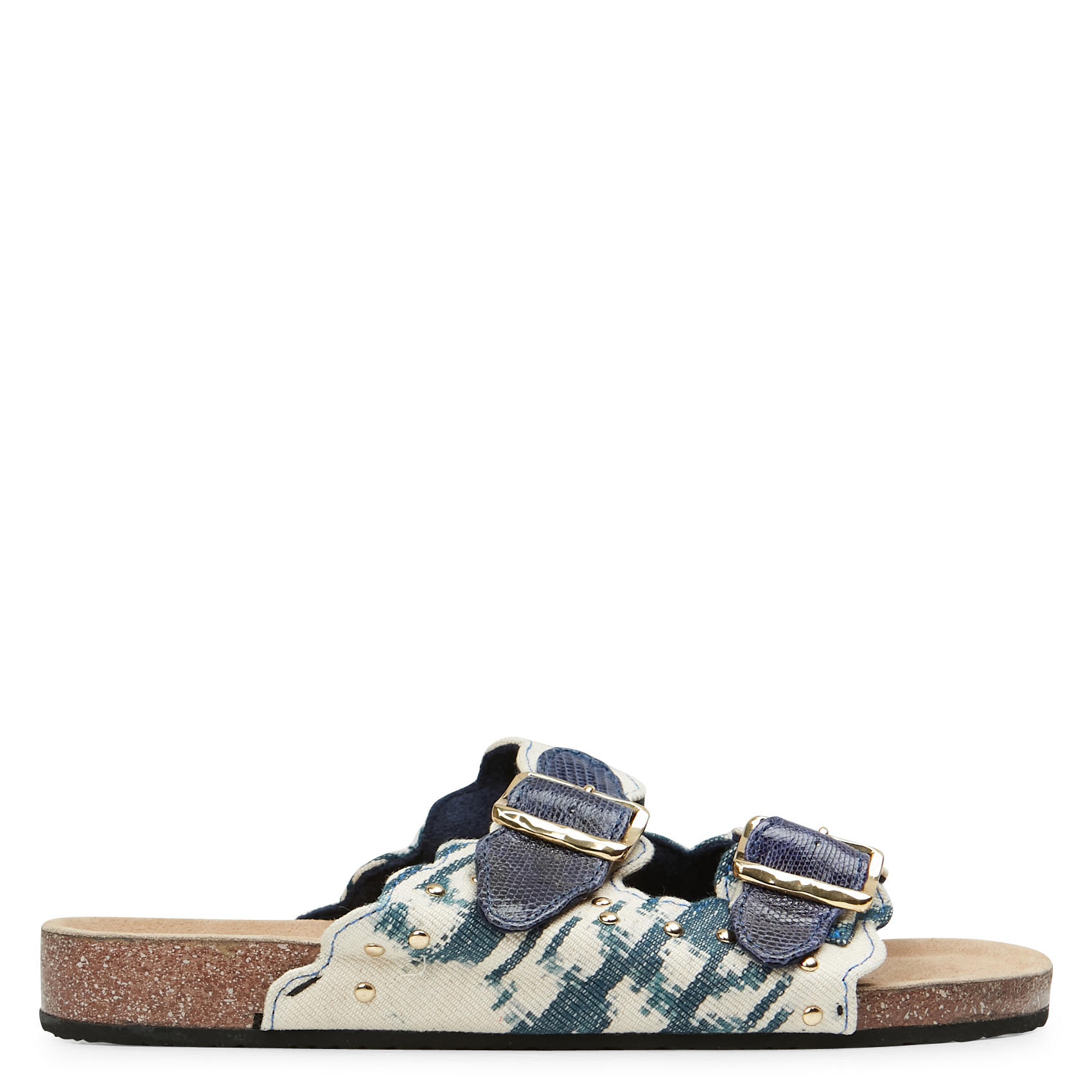 Stoffen Sandalen Met Studs En Print In Indonesische Stijl Tissu Timor Motif  Dragon Bleu Claris Virot - Dames | Place des Tendances