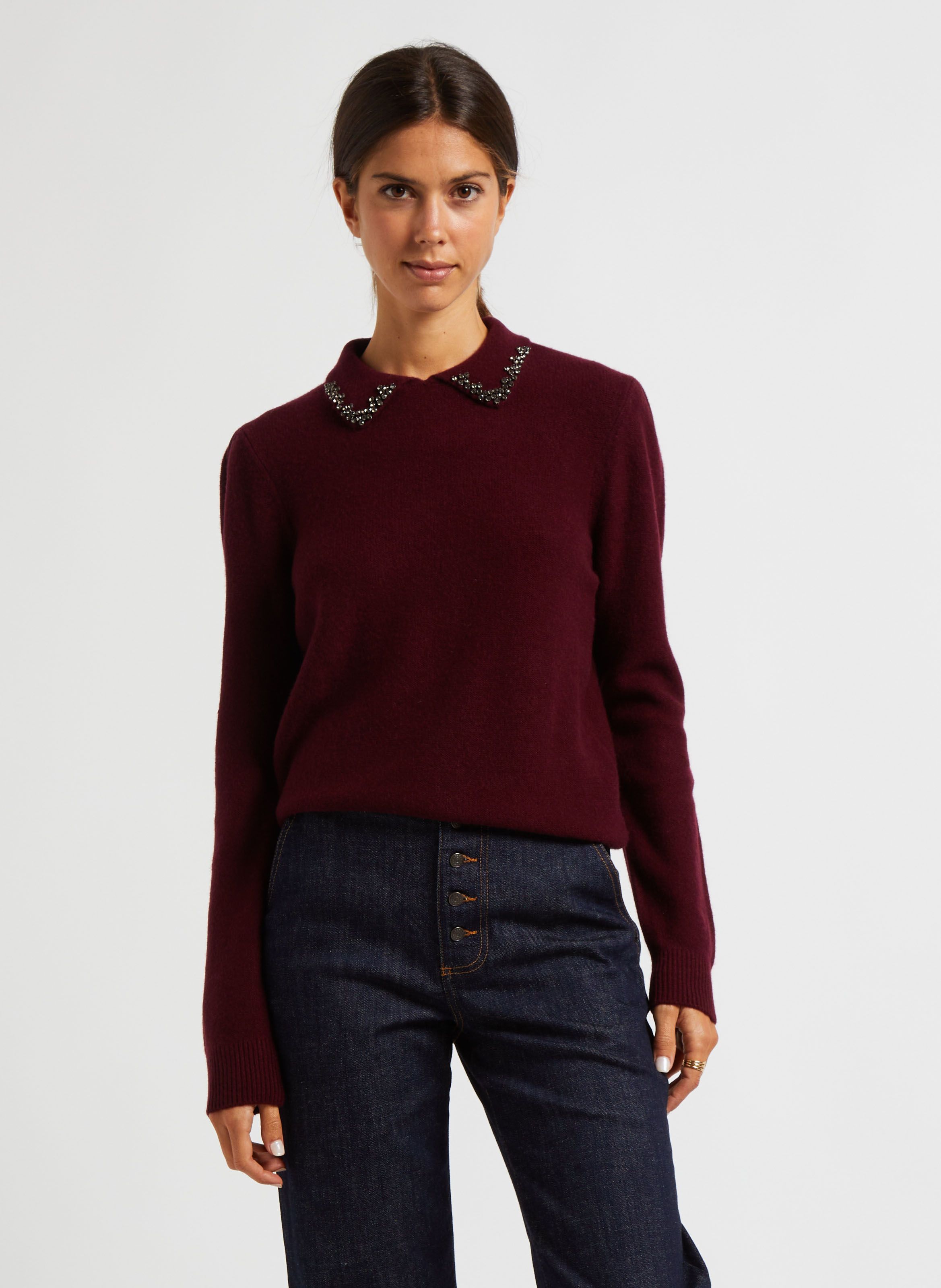 Pull en discount laine rouge femme