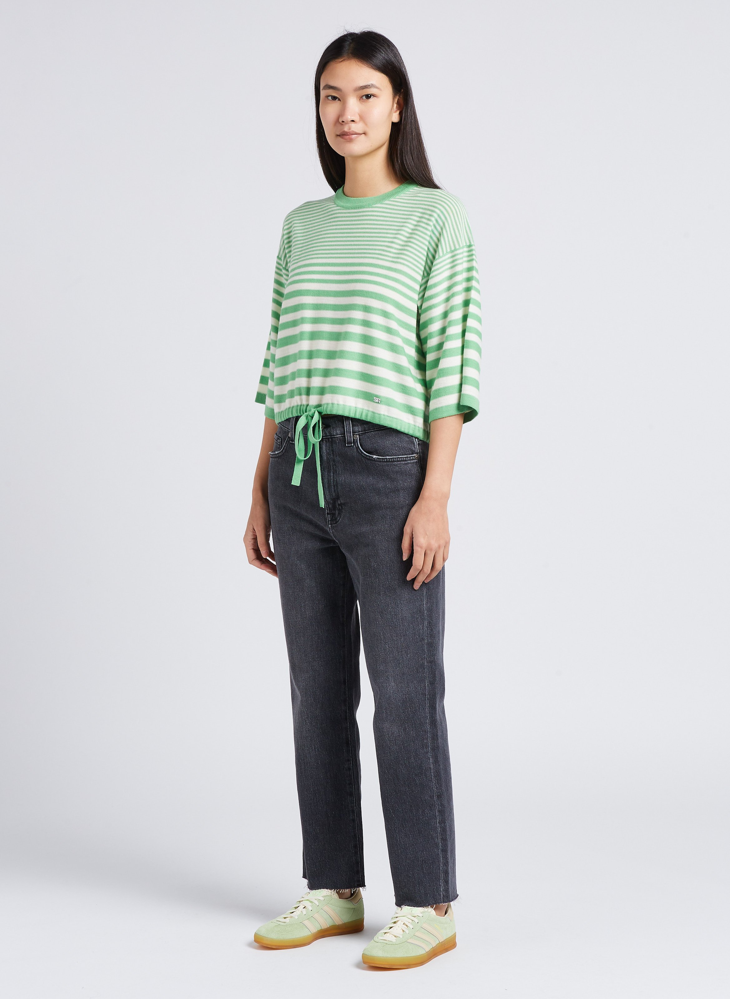 Cotton-blend straight jeans with decorative chain 7 FOR ALL MANKIND Grey