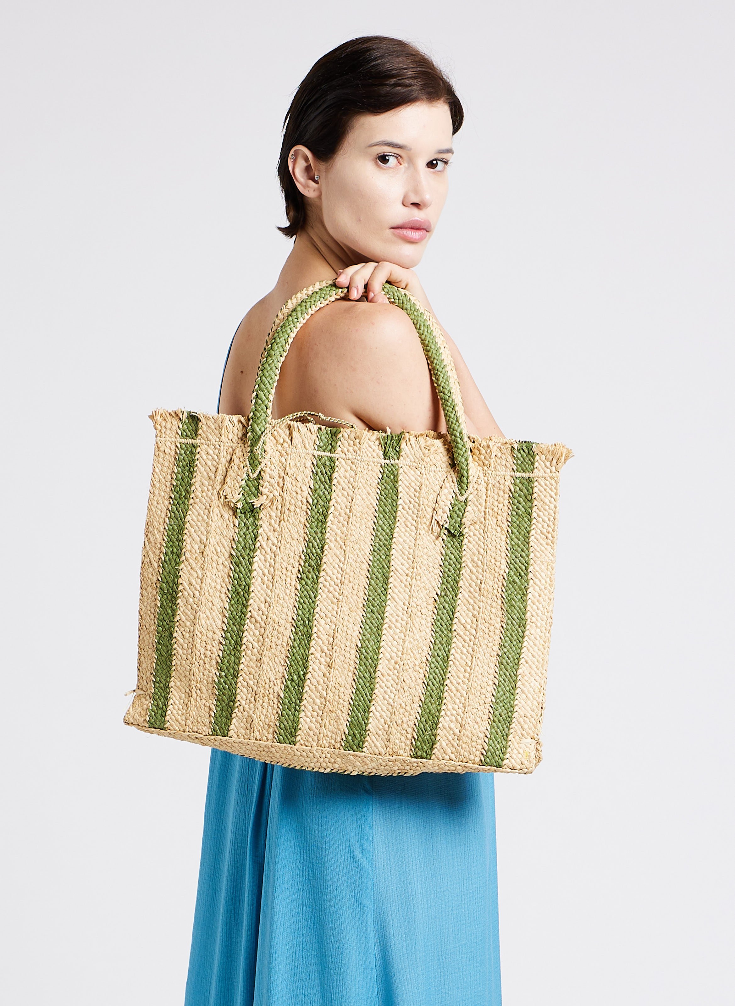 Panier en tresse de raphia  SANS ARCIDET Vert