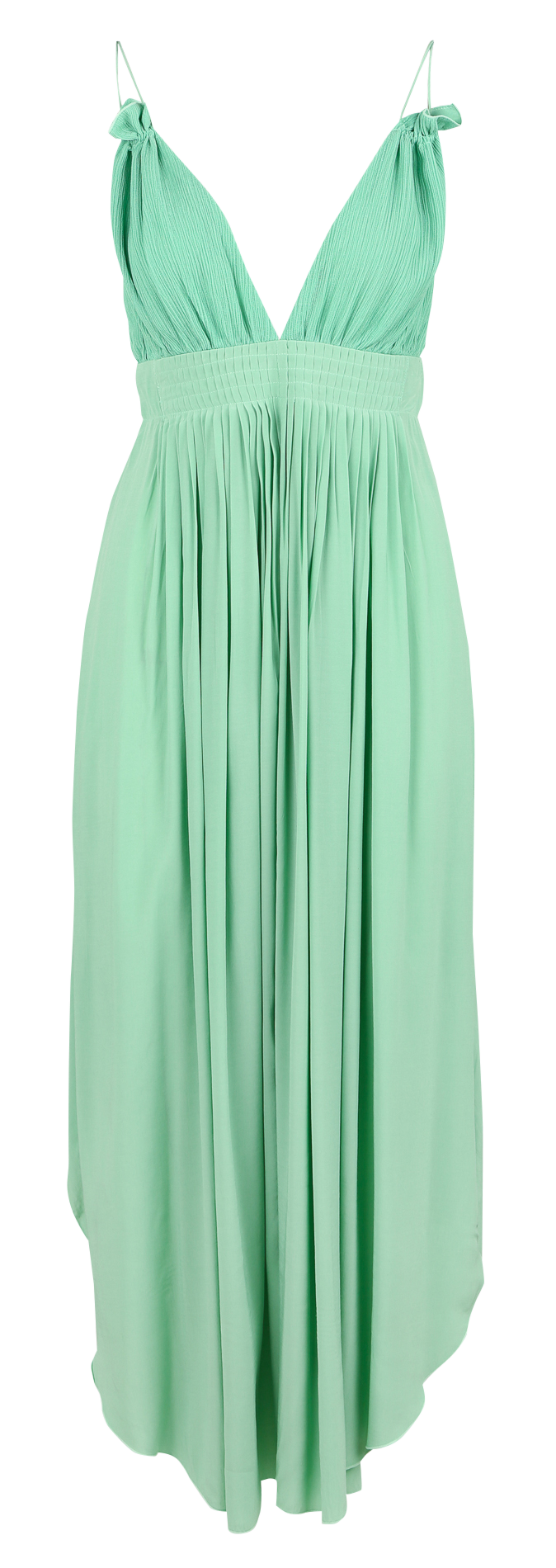 Lange rechte jurk van linnen en zijde met V-hals KARMA KOMA Groen